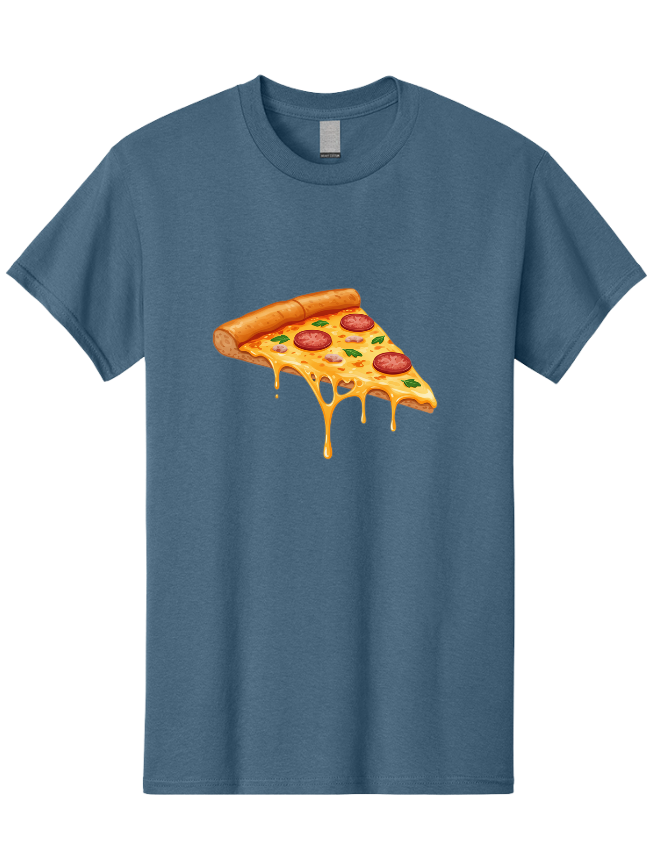 Pizza-Slice-19 Men'S Graphic Tee, 100% Cotton, Comfortable Casual Summer Wear, Machine Washable, Pepperoni Pizza Slice, Melted Cheese, Gooey Cheese, Pepperoni, Basil, Italian Food, Pizza Lover, Cheesy Goodness, Savory Delight, Foodie, Bac279 5