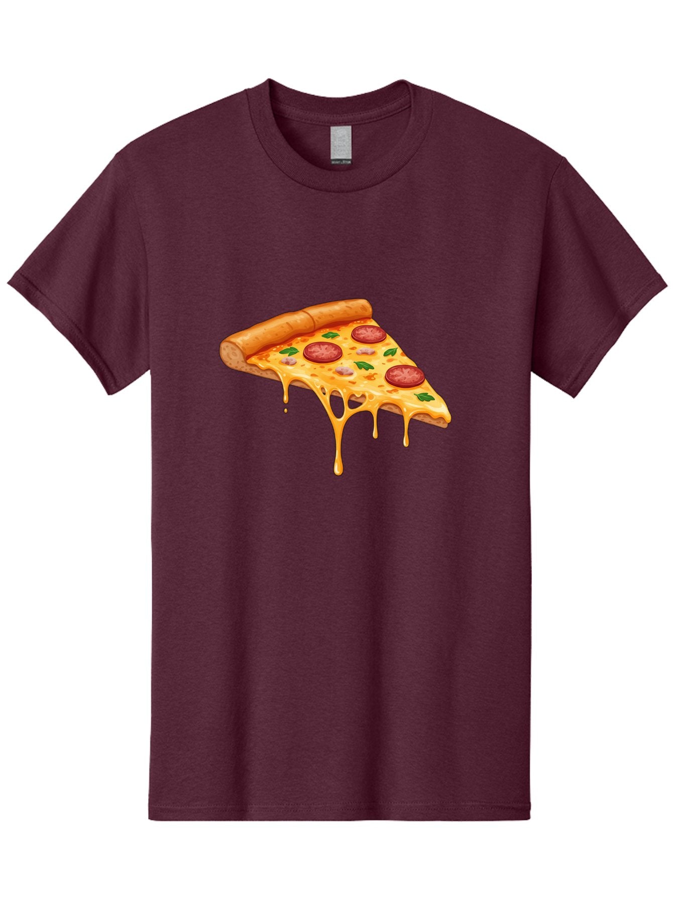 Pizza-Slice-19 Men'S Graphic Tee, 100% Cotton, Comfortable Casual Summer Wear, Machine Washable, Pepperoni Pizza Slice, Melted Cheese, Gooey Cheese, Pepperoni, Basil, Italian Food, Pizza Lover, Cheesy Goodness, Savory Delight, Foodie, Bac279 10