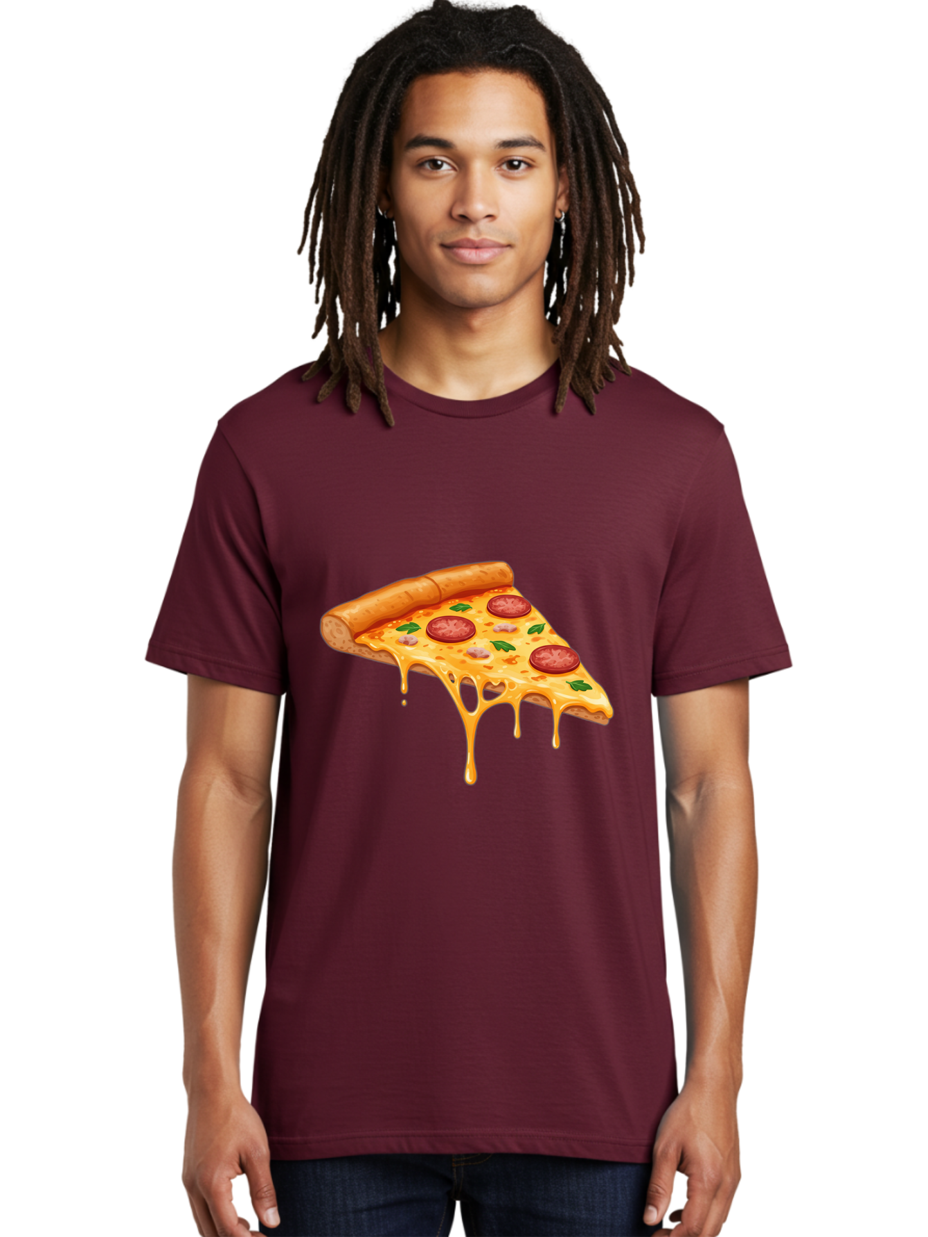 Pizza-Slice-19 Men'S Graphic Tee, 100% Cotton, Comfortable Casual Summer Wear, Machine Washable, Pepperoni Pizza Slice, Melted Cheese, Gooey Cheese, Pepperoni, Basil, Italian Food, Pizza Lover, Cheesy Goodness, Savory Delight, Foodie, Bac279 29