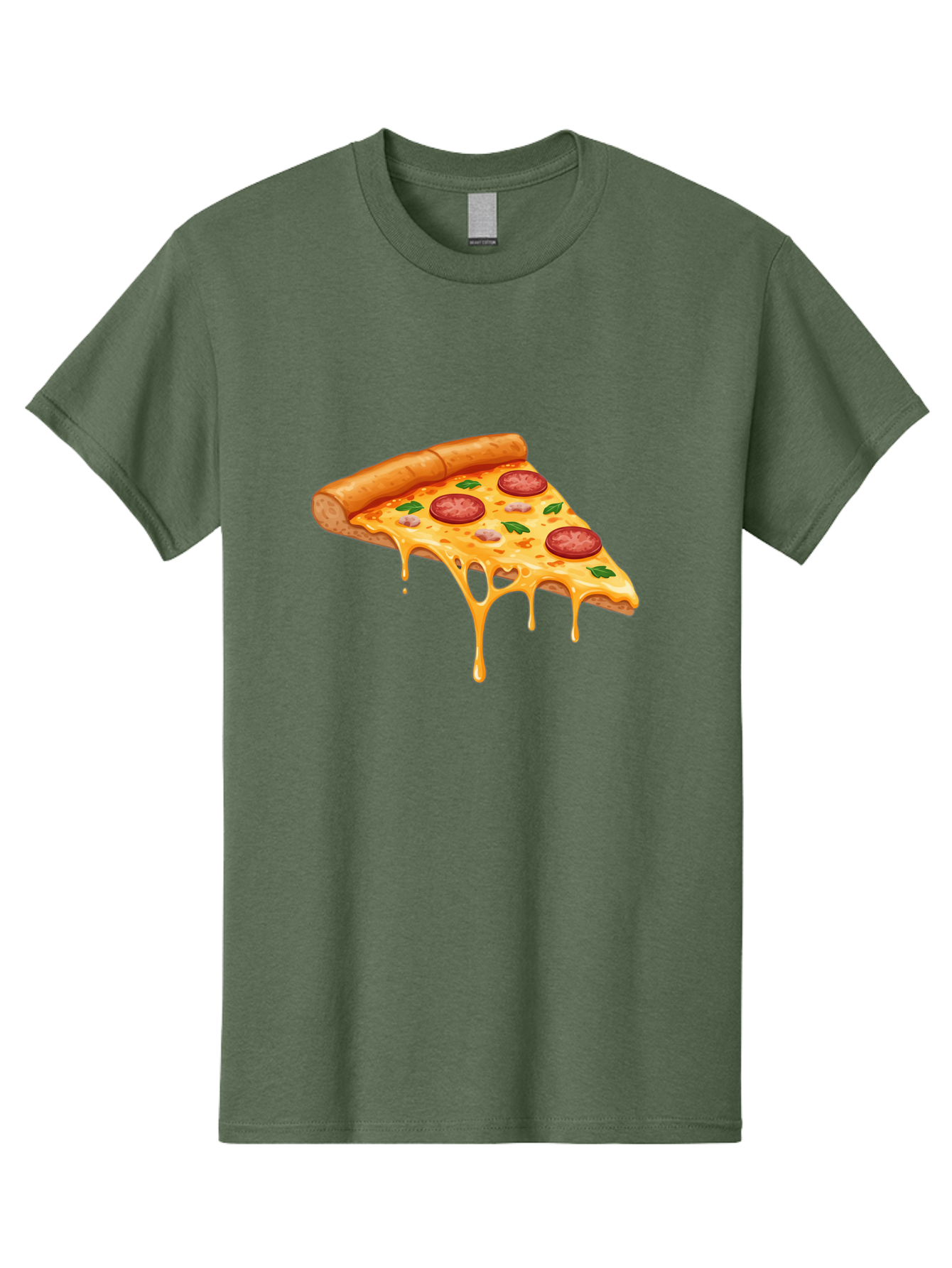 Pizza-Slice-19 Men'S Graphic Tee, 100% Cotton, Comfortable Casual Summer Wear, Machine Washable, Pepperoni Pizza Slice, Melted Cheese, Gooey Cheese, Pepperoni, Basil, Italian Food, Pizza Lover, Cheesy Goodness, Savory Delight, Foodie, Bac279 11