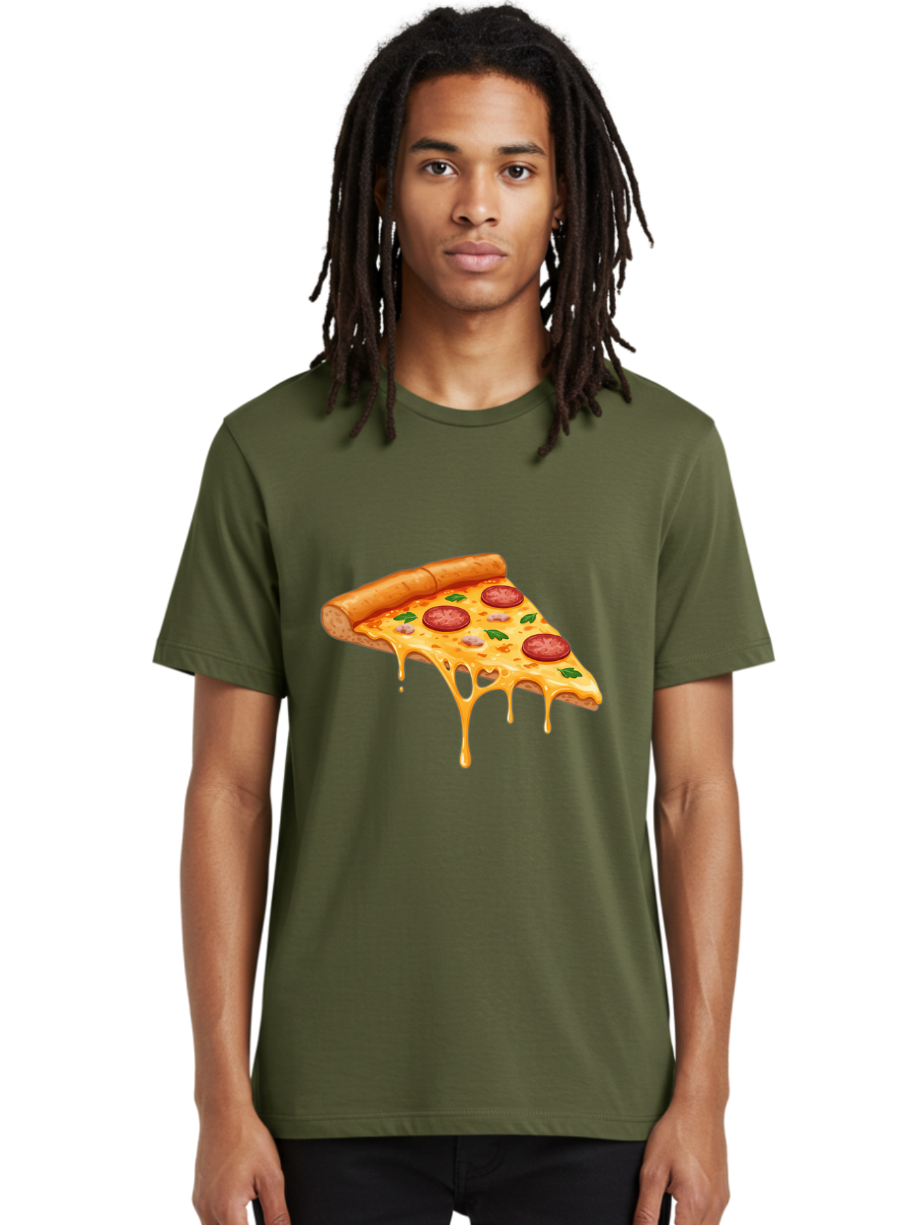 Pizza-Slice-19 Men'S Graphic Tee, 100% Cotton, Comfortable Casual Summer Wear, Machine Washable, Pepperoni Pizza Slice, Melted Cheese, Gooey Cheese, Pepperoni, Basil, Italian Food, Pizza Lover, Cheesy Goodness, Savory Delight, Foodie, Bac279 26