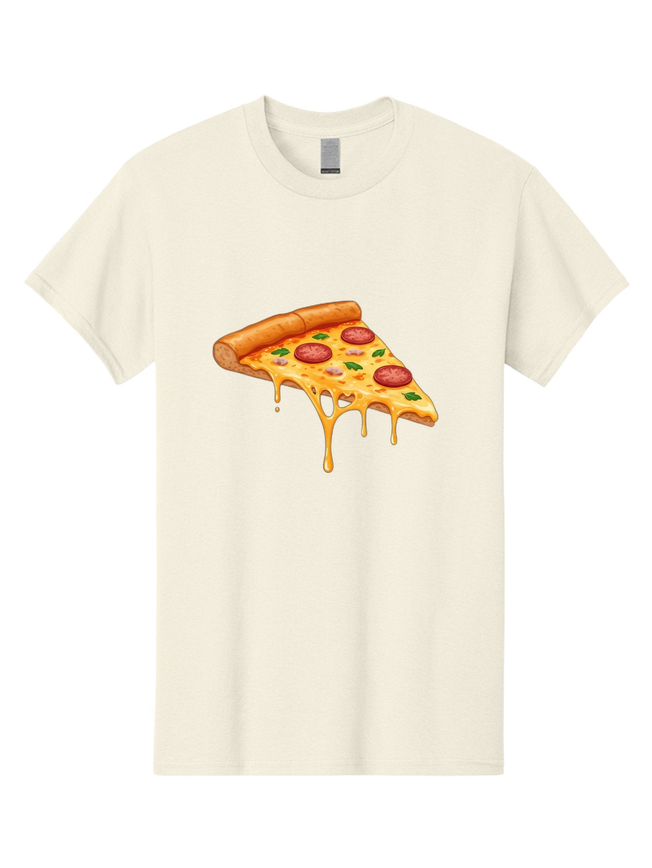 Pizza-Slice-19 Men'S Graphic Tee, 100% Cotton, Comfortable Casual Summer Wear, Machine Washable, Pepperoni Pizza Slice, Melted Cheese, Gooey Cheese, Pepperoni, Basil, Italian Food, Pizza Lover, Cheesy Goodness, Savory Delight, Foodie, Bac279 13