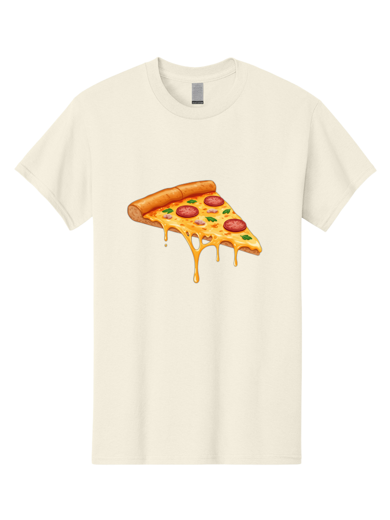 Pizza-Slice-19 Men'S Graphic Tee, 100% Cotton, Comfortable Casual Summer Wear, Machine Washable, Pepperoni Pizza Slice, Melted Cheese, Gooey Cheese, Pepperoni, Basil, Italian Food, Pizza Lover, Cheesy Goodness, Savory Delight, Foodie, Bac279 15