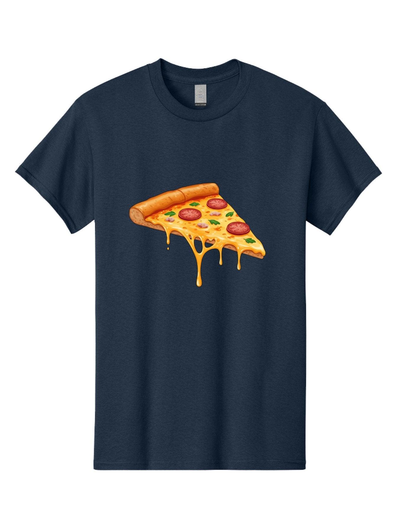 Pizza-Slice-19 Men'S Graphic Tee, 100% Cotton, Comfortable Casual Summer Wear, Machine Washable, Pepperoni Pizza Slice, Melted Cheese, Gooey Cheese, Pepperoni, Basil, Italian Food, Pizza Lover, Cheesy Goodness, Savory Delight, Foodie, Bac279 11