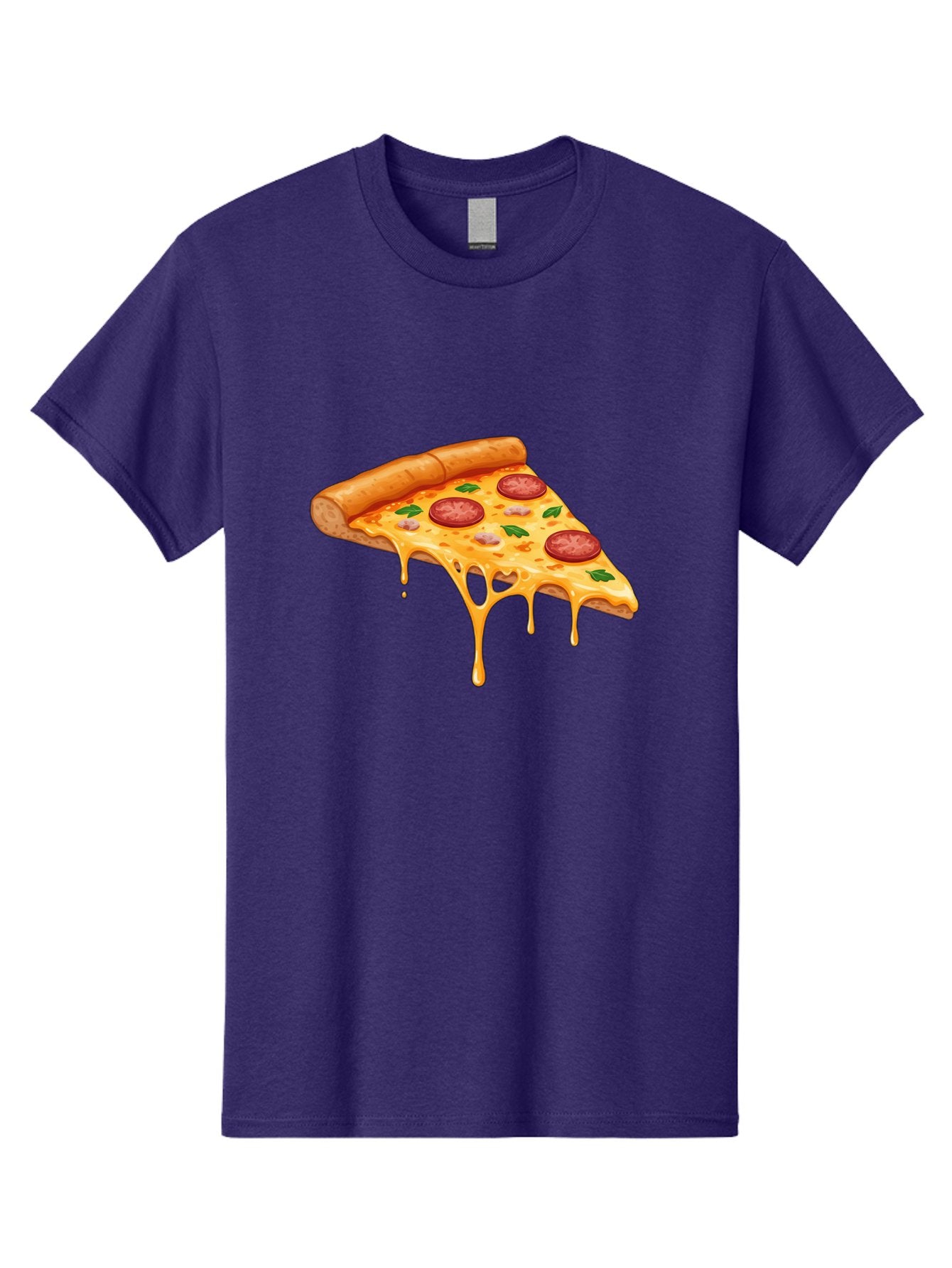 Pizza-Slice-19 Men'S Graphic Tee, 100% Cotton, Comfortable Casual Summer Wear, Machine Washable, Pepperoni Pizza Slice, Melted Cheese, Gooey Cheese, Pepperoni, Basil, Italian Food, Pizza Lover, Cheesy Goodness, Savory Delight, Foodie, Bac279 7