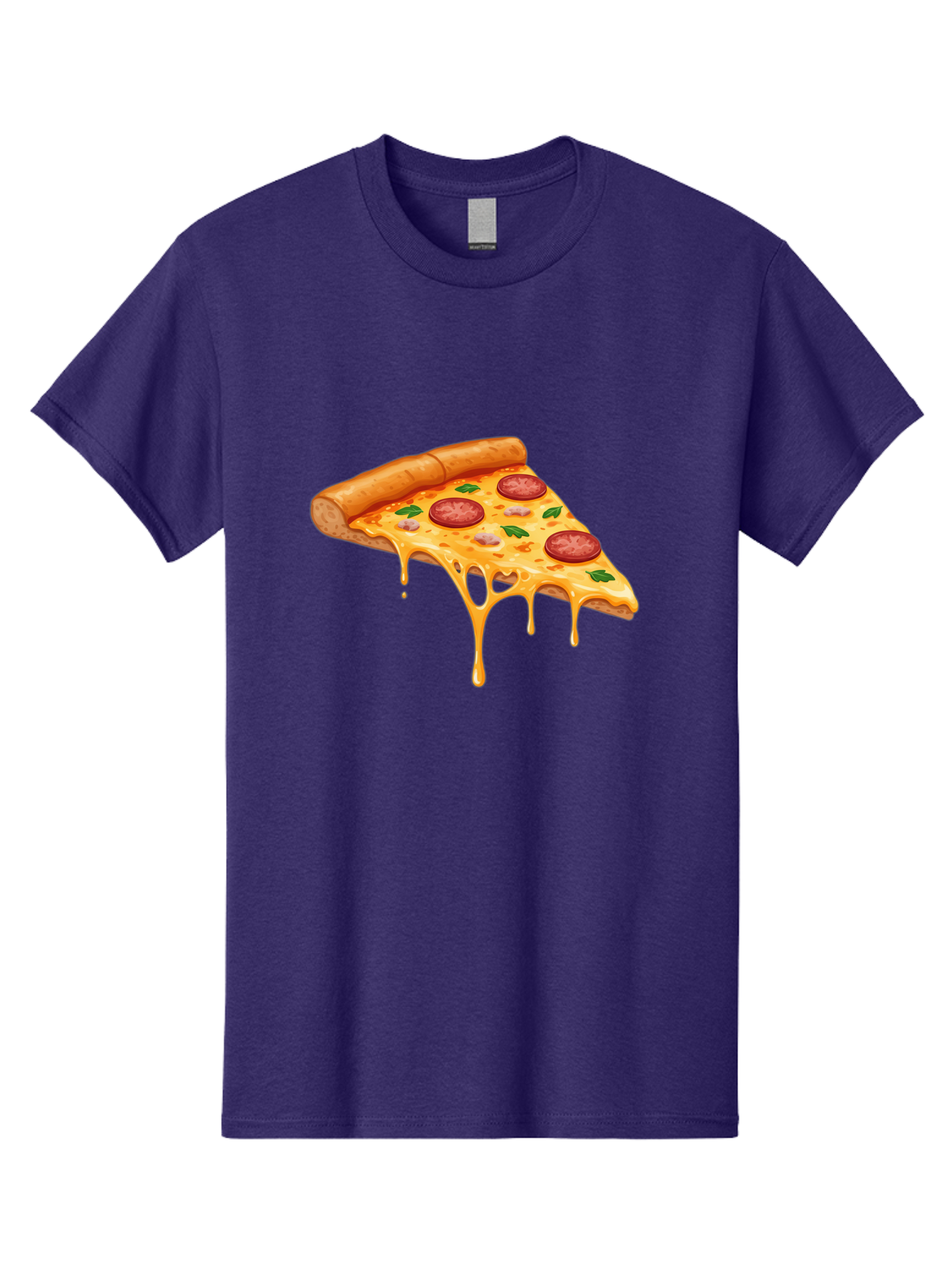 Pizza-Slice-19 Men'S Graphic Tee, 100% Cotton, Comfortable Casual Summer Wear, Machine Washable, Pepperoni Pizza Slice, Melted Cheese, Gooey Cheese, Pepperoni, Basil, Italian Food, Pizza Lover, Cheesy Goodness, Savory Delight, Foodie, Bac279 13