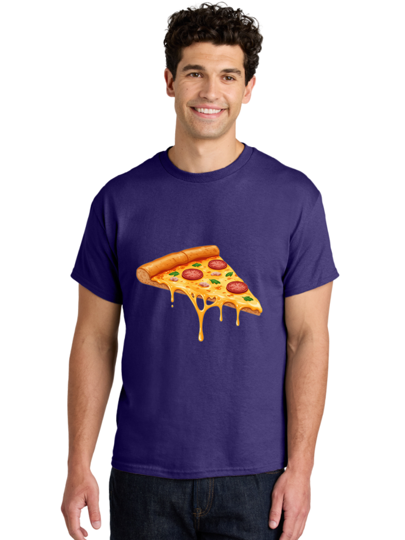 Pizza-Slice-19 Men'S Graphic Tee, 100% Cotton, Comfortable Casual Summer Wear, Machine Washable, Pepperoni Pizza Slice, Melted Cheese, Gooey Cheese, Pepperoni, Basil, Italian Food, Pizza Lover, Cheesy Goodness, Savory Delight, Foodie, Bac279 28