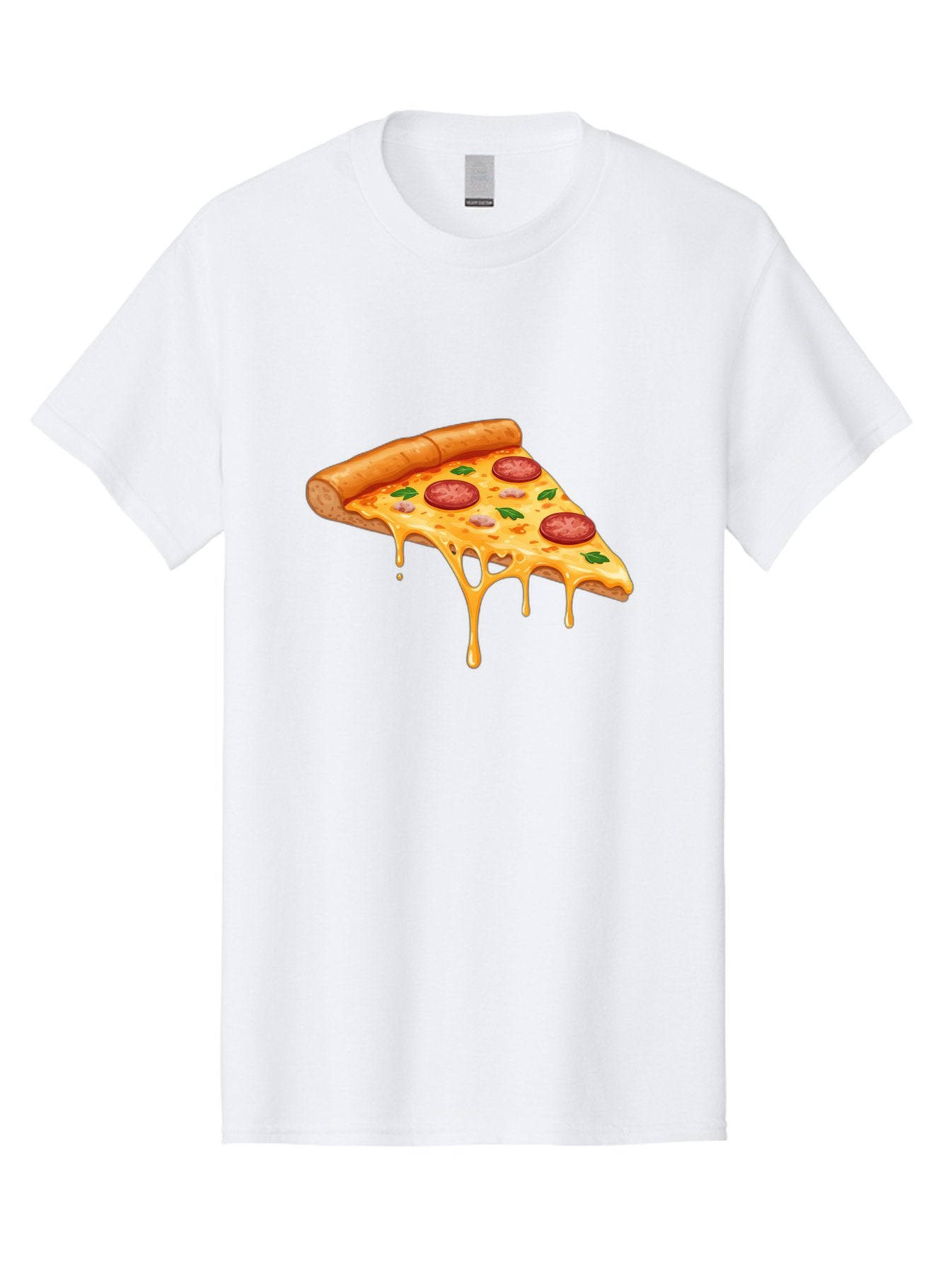 Pizza-Slice-19 Men'S Graphic Tee, 100% Cotton, Comfortable Casual Summer Wear, Machine Washable, Pepperoni Pizza Slice, Melted Cheese, Gooey Cheese, Pepperoni, Basil, Italian Food, Pizza Lover, Cheesy Goodness, Savory Delight, Foodie, Bac279 8