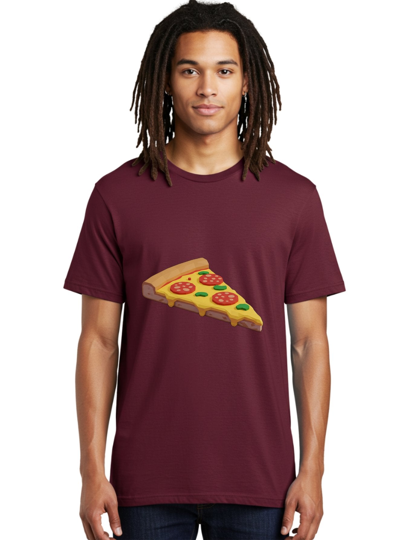 Pizza-Slice-2 Men'S Graphic Tee, 100% Cotton, Comfortable Casual Summer Wear, Machine Washable, Delicious Pizza, Pizza Slice, Cheese, Pepperoni, Basil, Italian Food, Mouth-Watering, Foodie, Tasty, Appetizing, Savory, Hunger, Takeout, Dinner Bac280 28