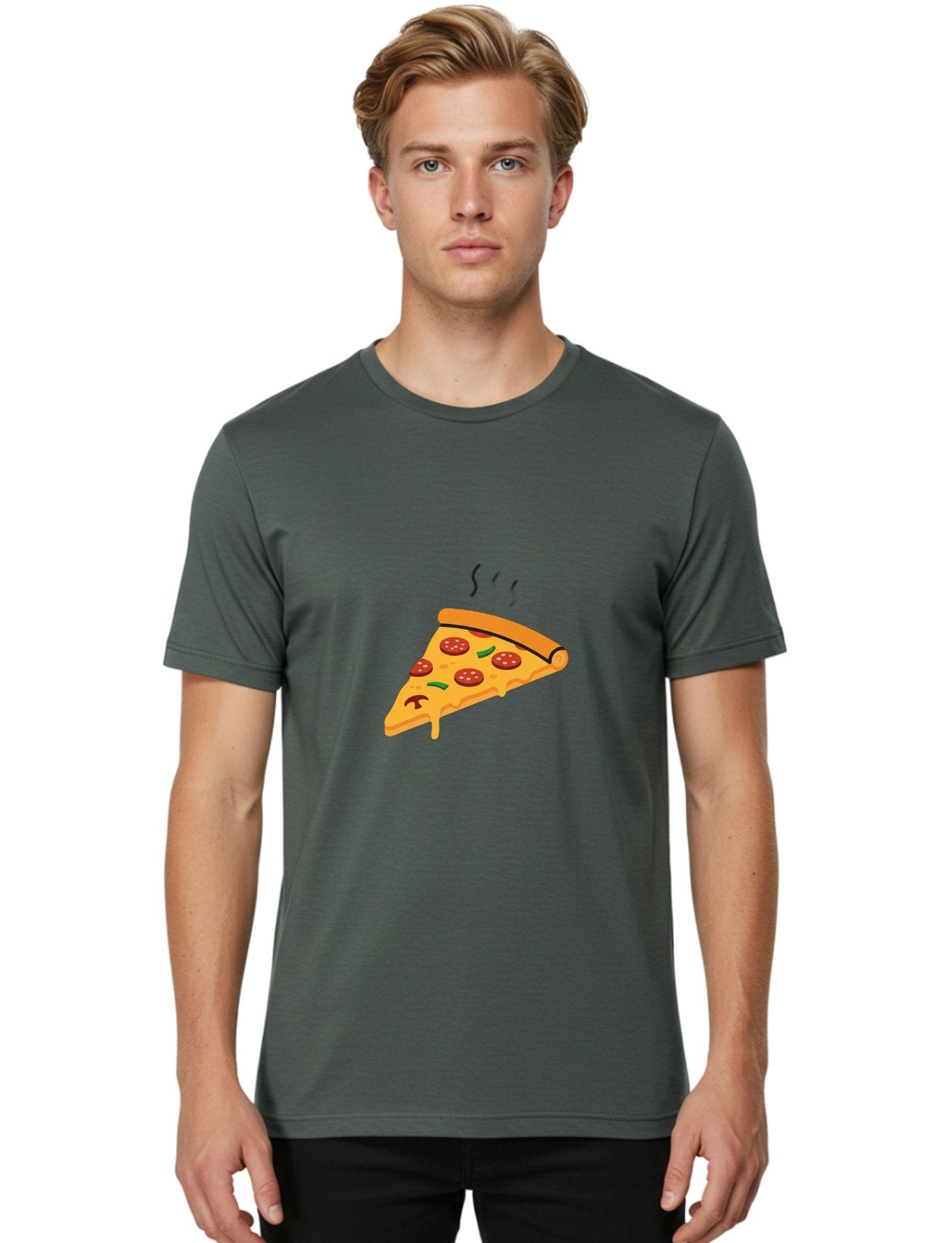 Pizza-Slice-21 Men'S Graphic Tee, 100% Cotton, Comfortable Casual Summer Wear, Machine Washable, Pepperoni Pizza Slice, Melted Cheese, Green Peppers, Hot Food, Cartoon Style, Savory Delight, Freshly Baked Pizza, Tasty Treat, Gooey Strings Bac282 26