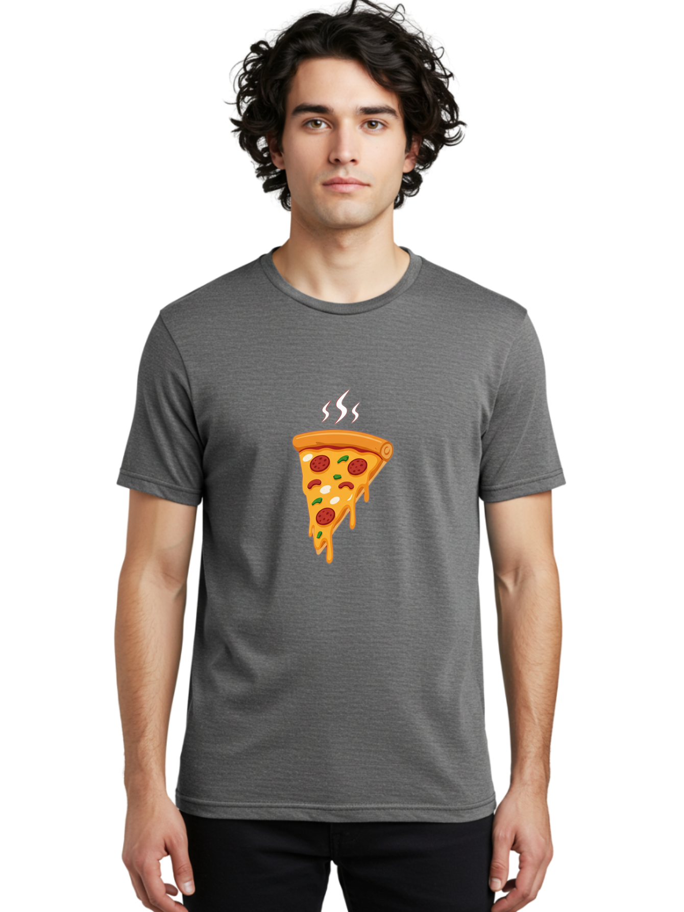 Pizza-Slice-22 Men'S Graphic Tee, 100% Cotton, Comfortable Casual Summer Wear, Machine Washable, Pepperoni Pizza, Melted Cheese, Gooey Goodness, Savory Delight, Hot Pizza, Cheesy Pizza Slice, Delicious Toppings, Italian Food, Pizza Love, Bac283 22
