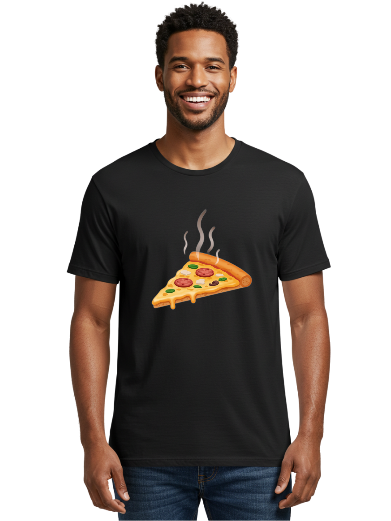 Pizza-Slice-25 Men'S Graphic Tee, 100% Cotton, Comfortable Casual Summer Wear, Machine Washable, Hot Pizza Slice, Melted Cheese, Pepperoni, Green Peppers, Olives, Italian Cuisine, Delicious Food, Savory Toppings, Foodie, Pizza Lovers Bac286 16