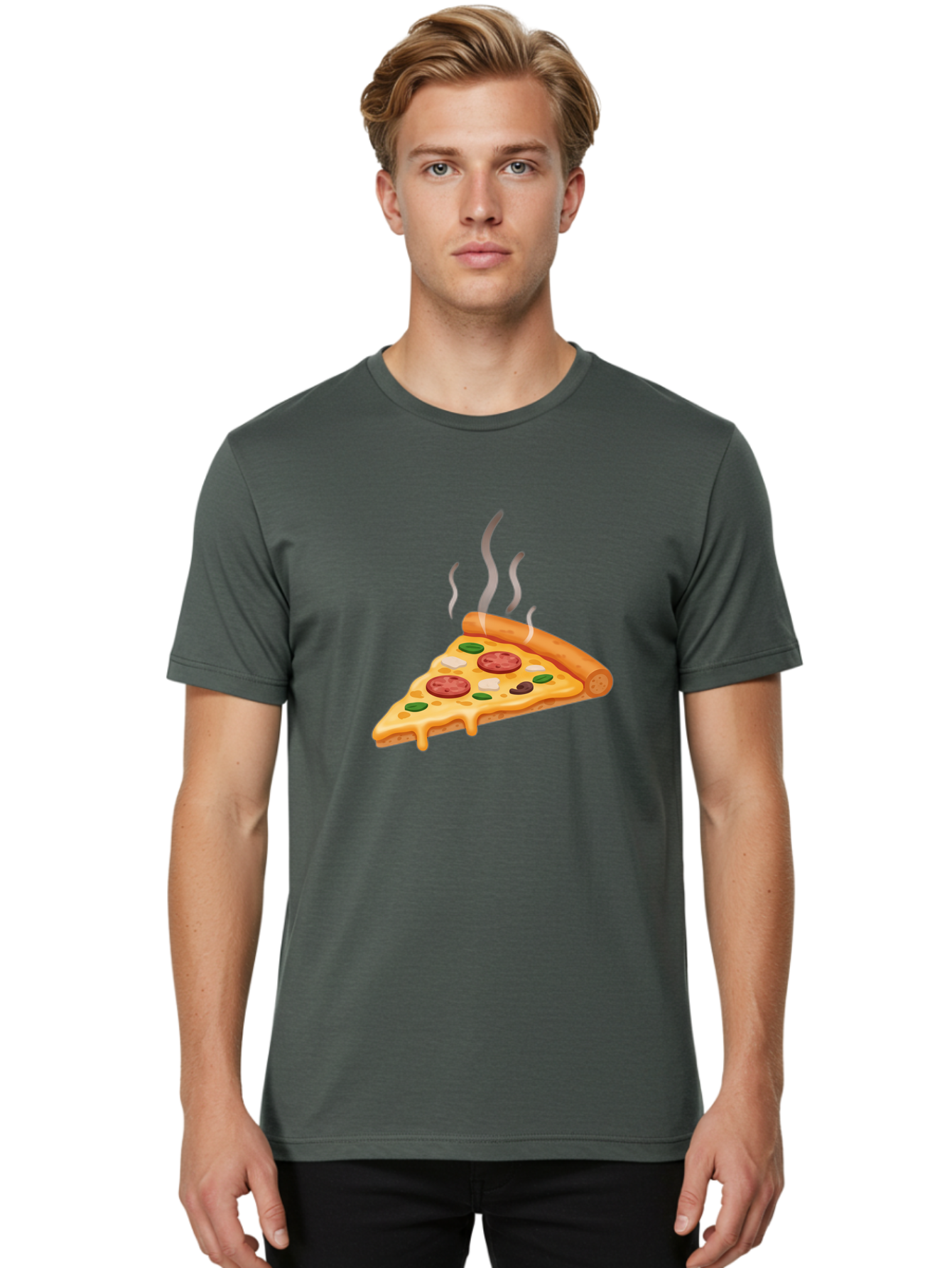 Pizza-Slice-25 Men'S Graphic Tee, 100% Cotton, Comfortable Casual Summer Wear, Machine Washable, Hot Pizza Slice, Melted Cheese, Pepperoni, Green Peppers, Olives, Italian Cuisine, Delicious Food, Savory Toppings, Foodie, Pizza Lovers Bac286 20