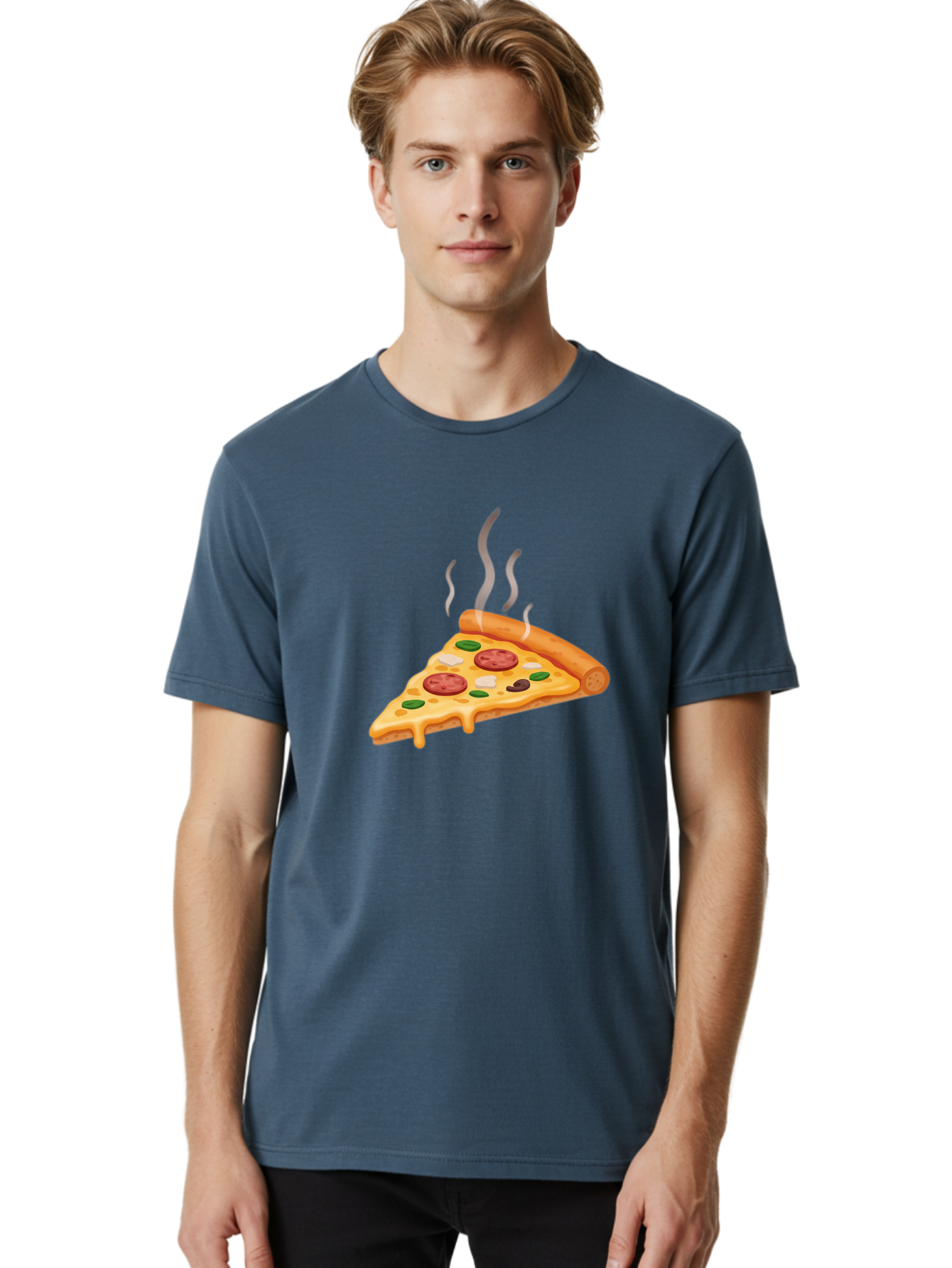 Pizza-Slice-25 Men'S Graphic Tee, 100% Cotton, Comfortable Casual Summer Wear, Machine Washable, Hot Pizza Slice, Melted Cheese, Pepperoni, Green Peppers, Olives, Italian Cuisine, Delicious Food, Savory Toppings, Foodie, Pizza Lovers Bac286 28