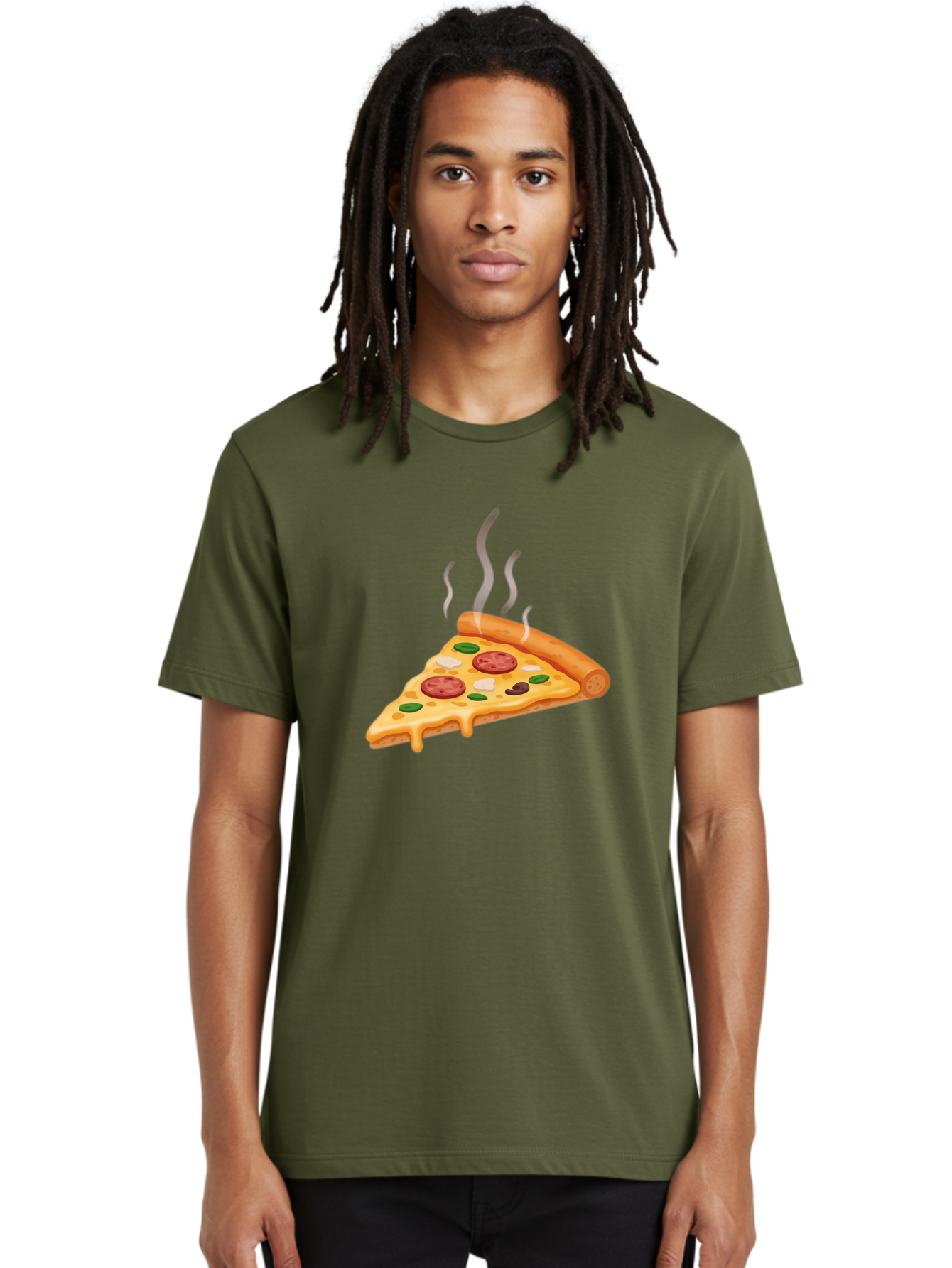 Pizza-Slice-25 Men'S Graphic Tee, 100% Cotton, Comfortable Casual Summer Wear, Machine Washable, Hot Pizza Slice, Melted Cheese, Pepperoni, Green Peppers, Olives, Italian Cuisine, Delicious Food, Savory Toppings, Foodie, Pizza Lovers Bac286 19