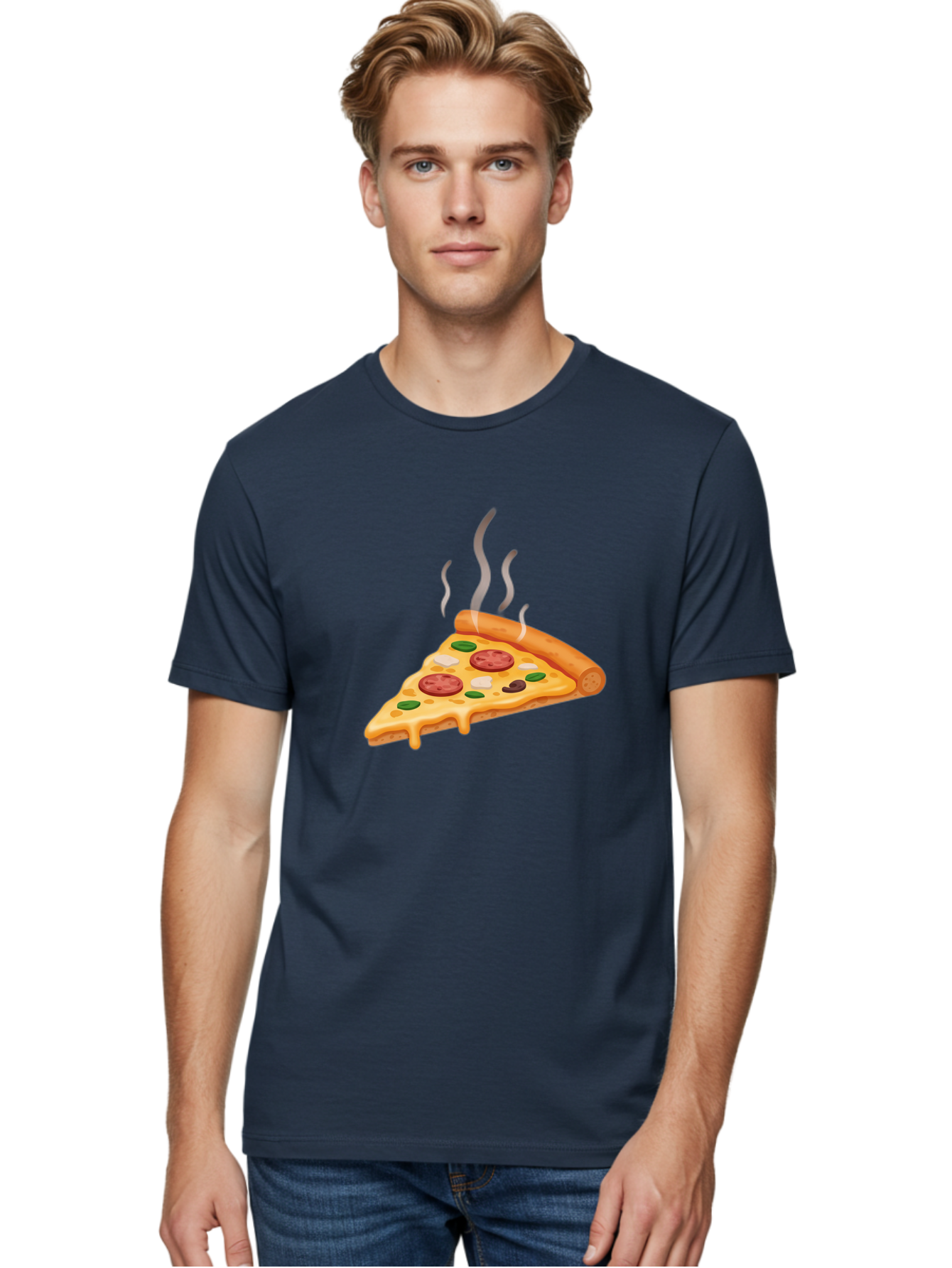 Pizza-Slice-25 Men'S Graphic Tee, 100% Cotton, Comfortable Casual Summer Wear, Machine Washable, Hot Pizza Slice, Melted Cheese, Pepperoni, Green Peppers, Olives, Italian Cuisine, Delicious Food, Savory Toppings, Foodie, Pizza Lovers Bac286 27