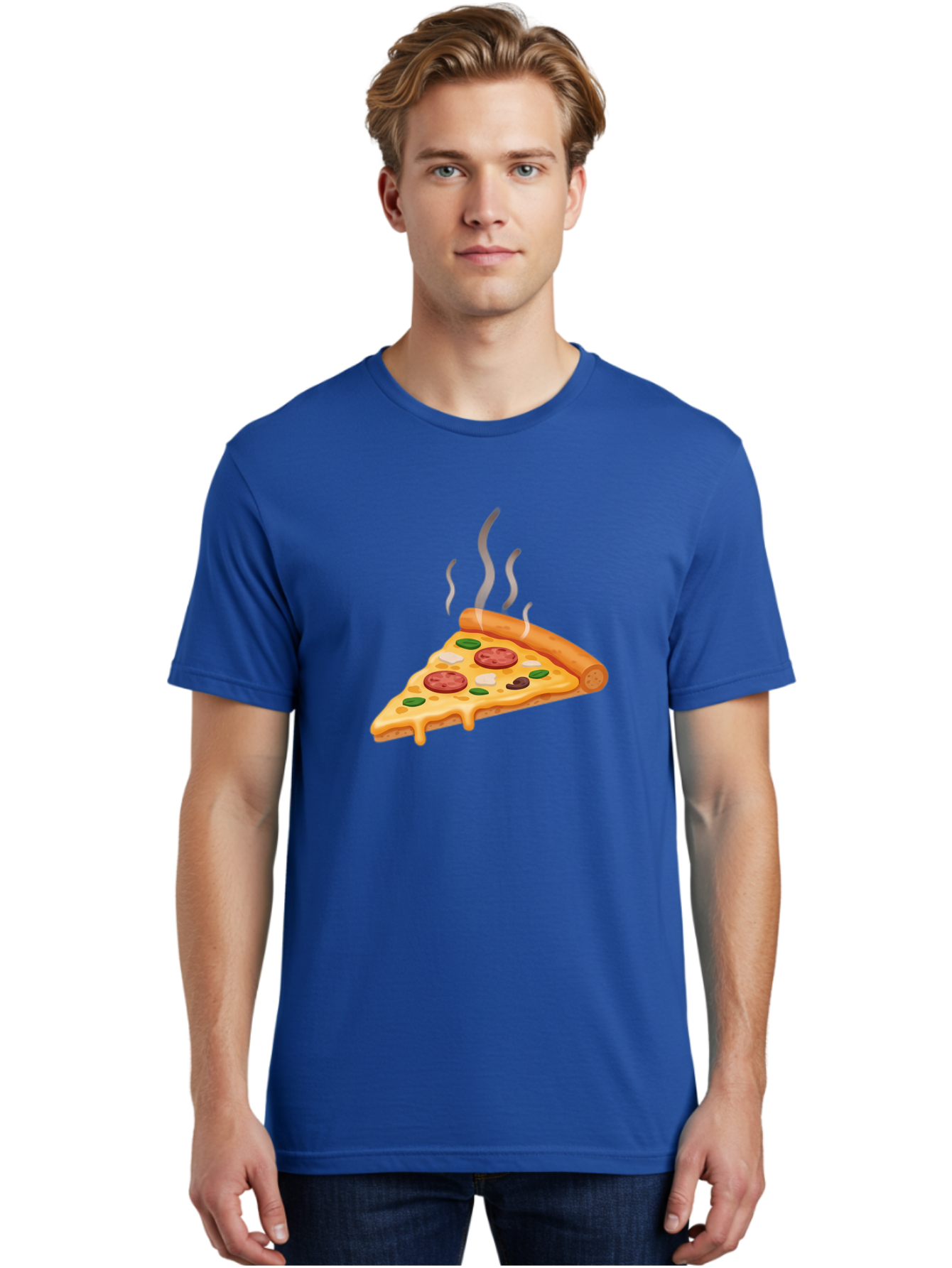 Pizza-Slice-25 Men'S Graphic Tee, 100% Cotton, Comfortable Casual Summer Wear, Machine Washable, Hot Pizza Slice, Melted Cheese, Pepperoni, Green Peppers, Olives, Italian Cuisine, Delicious Food, Savory Toppings, Foodie, Pizza Lovers Bac286 26