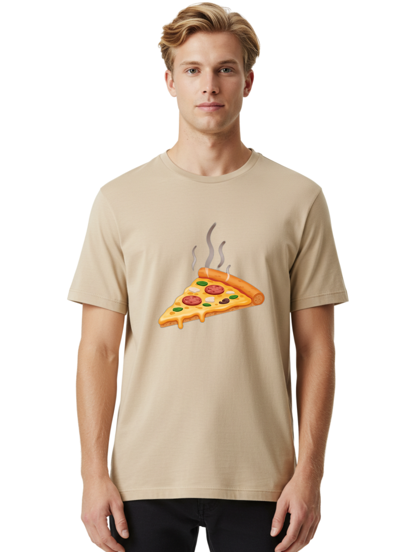 Pizza-Slice-25 Men'S Graphic Tee, 100% Cotton, Comfortable Casual Summer Wear, Machine Washable, Hot Pizza Slice, Melted Cheese, Pepperoni, Green Peppers, Olives, Italian Cuisine, Delicious Food, Savory Toppings, Foodie, Pizza Lovers Bac286 22