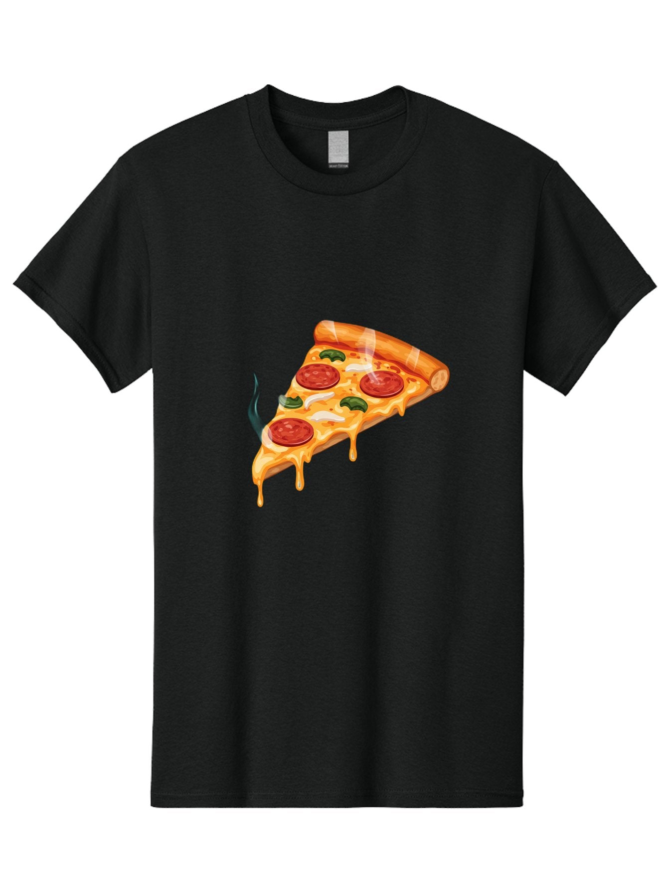 Pizza-Slice-26 Men'S Graphic Tee, 100% Cotton, Comfortable Casual Summer Wear, Machine Washable, Pepperoni Pizza Slice, Melting Cheese, Hot Pizza, Delicious Meal, Italian Food, Tasty Treat, Savory Flavors, Gooey Cheese, Pepperoni Slices Bac287