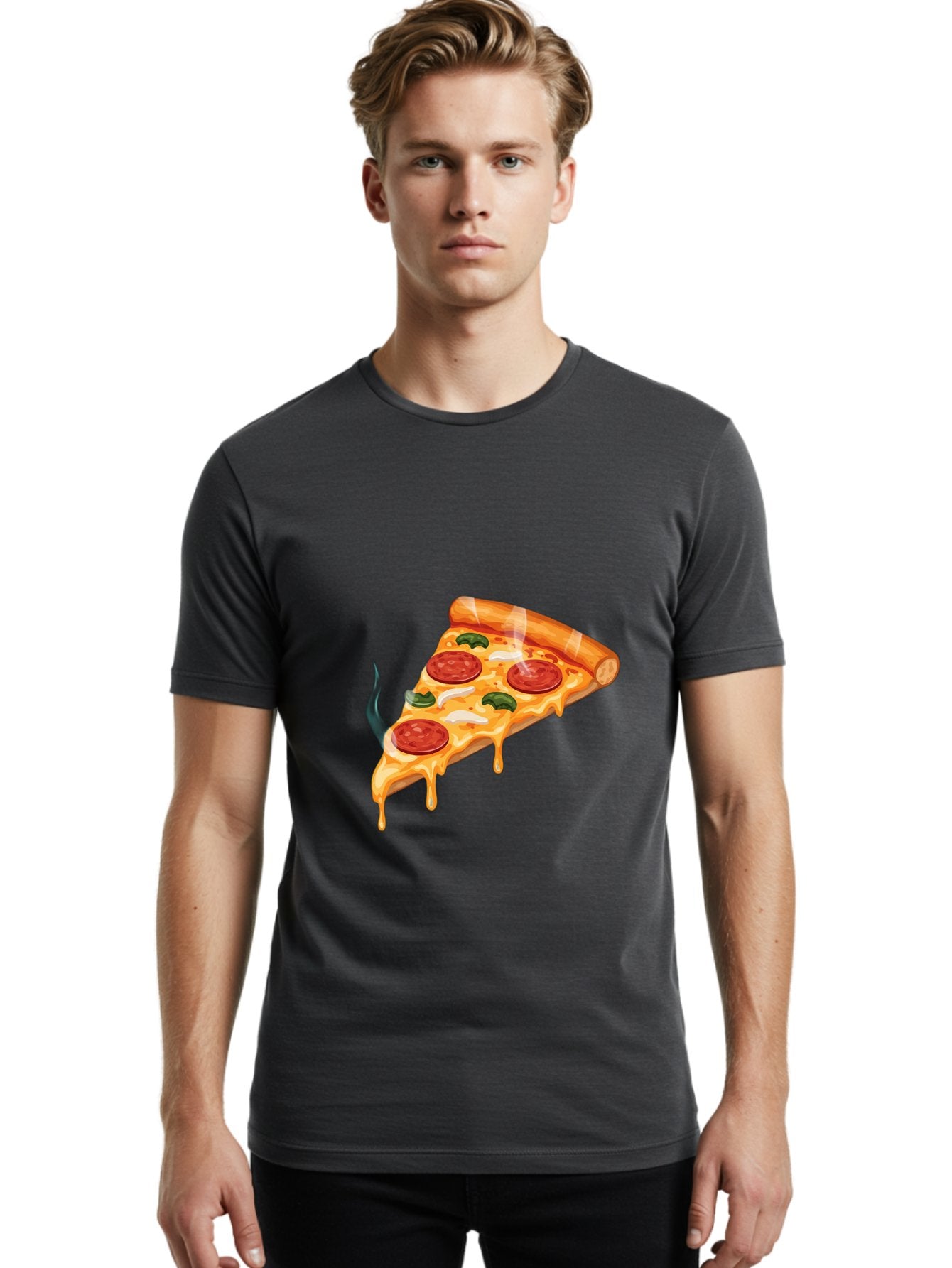 Pizza-Slice-26 Men'S Graphic Tee, 100% Cotton, Comfortable Casual Summer Wear, Machine Washable, Pepperoni Pizza Slice, Melting Cheese, Hot Pizza, Delicious Meal, Italian Food, Tasty Treat, Savory Flavors, Gooey Cheese, Pepperoni Slices Bac287 18