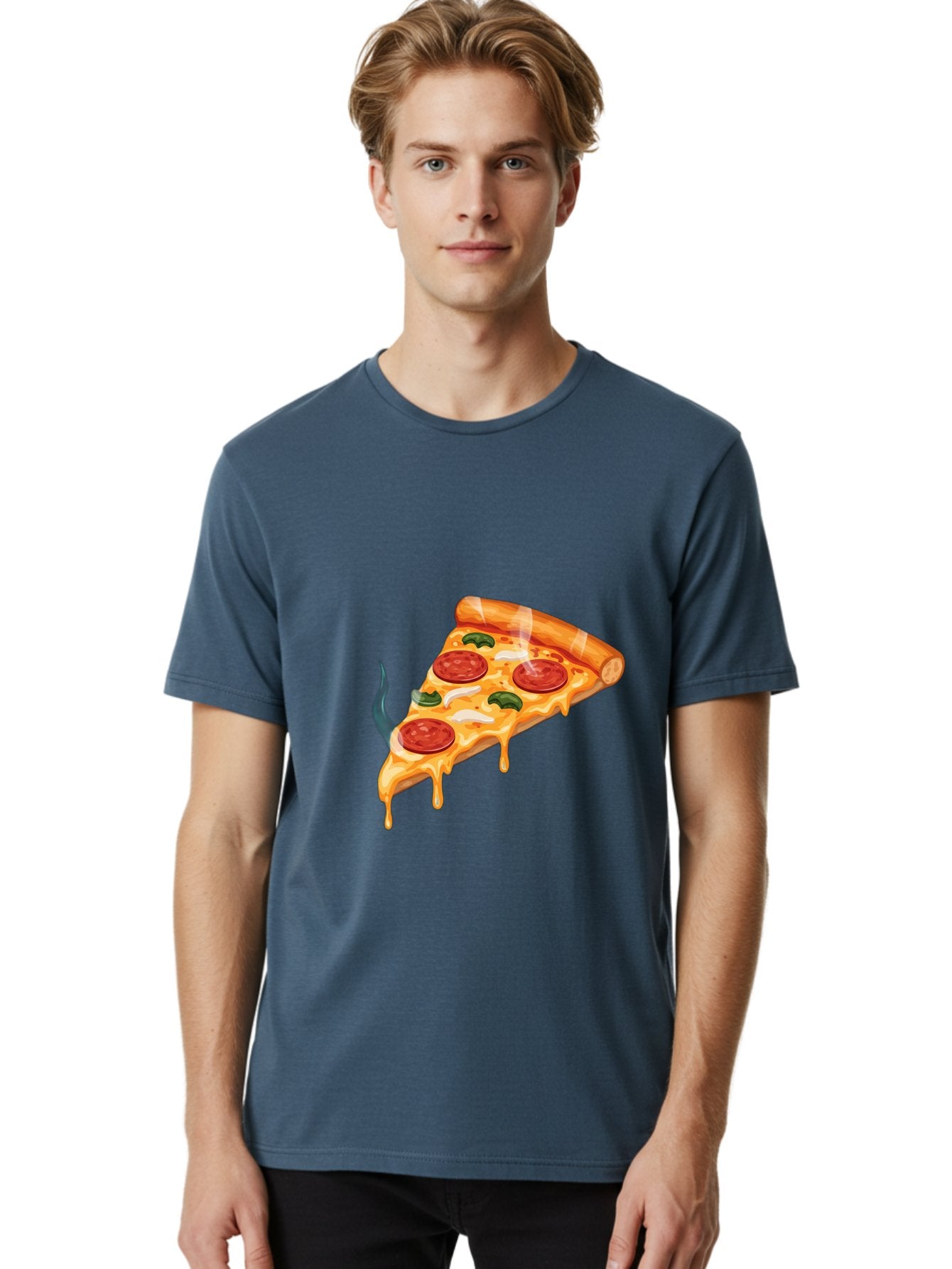 Pizza-Slice-26 Men'S Graphic Tee, 100% Cotton, Comfortable Casual Summer Wear, Machine Washable, Pepperoni Pizza Slice, Melting Cheese, Hot Pizza, Delicious Meal, Italian Food, Tasty Treat, Savory Flavors, Gooey Cheese, Pepperoni Slices Bac287 28