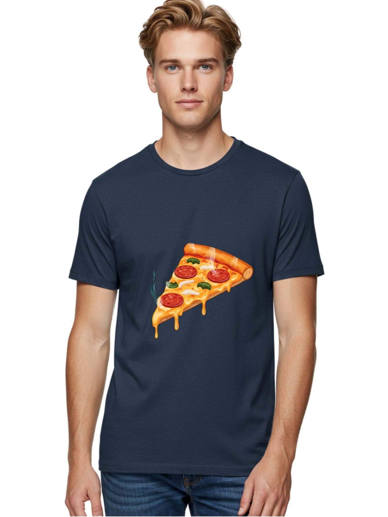 Pizza-Slice-26 Men'S Graphic Tee, 100% Cotton, Comfortable Casual Summer Wear, Machine Washable, Pepperoni Pizza Slice, Melting Cheese, Hot Pizza, Delicious Meal, Italian Food, Tasty Treat, Savory Flavors, Gooey Cheese, Pepperoni Slices Bac287 21