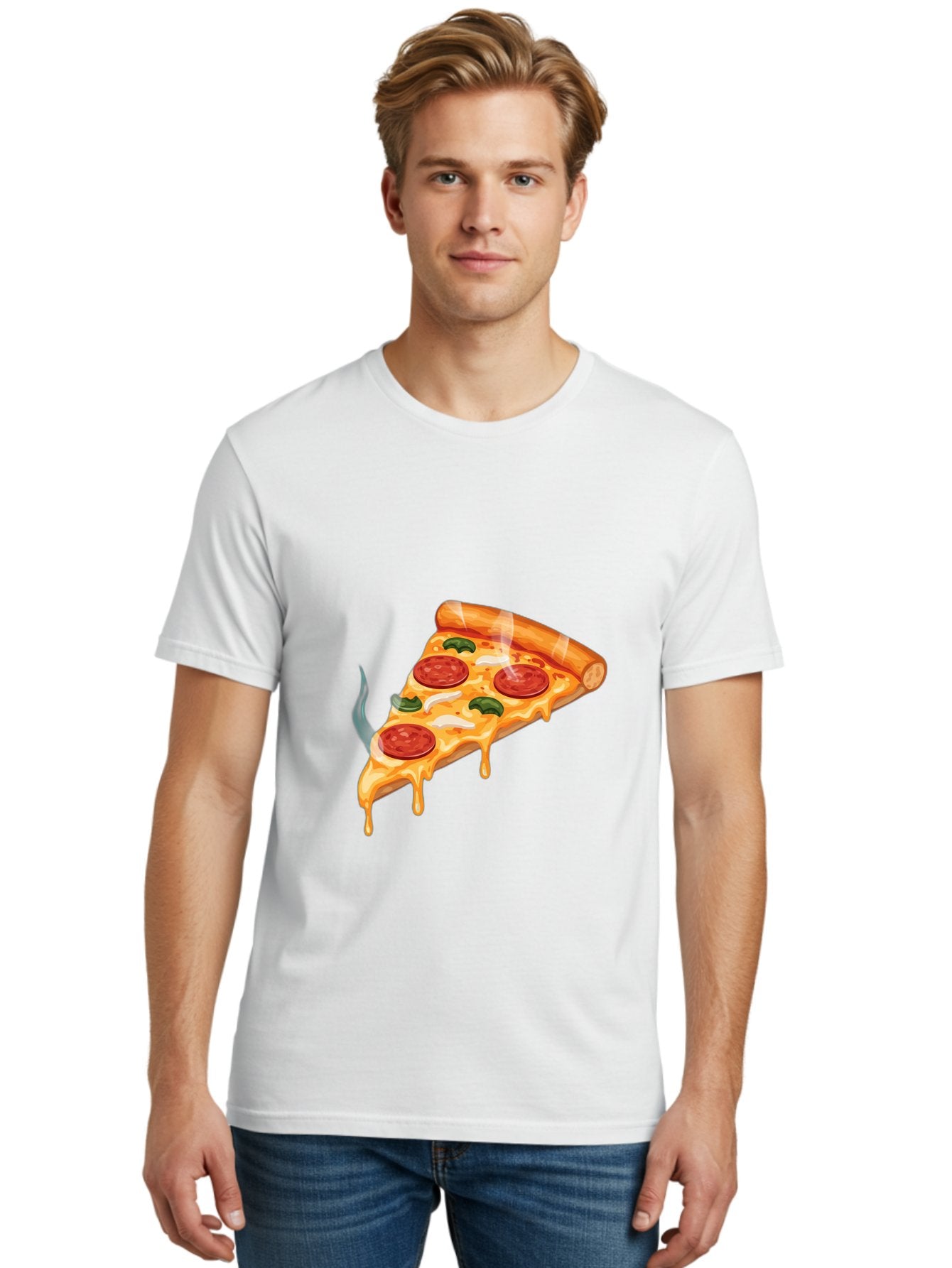Pizza-Slice-26 Men'S Graphic Tee, 100% Cotton, Comfortable Casual Summer Wear, Machine Washable, Pepperoni Pizza Slice, Melting Cheese, Hot Pizza, Delicious Meal, Italian Food, Tasty Treat, Savory Flavors, Gooey Cheese, Pepperoni Slices Bac287 16