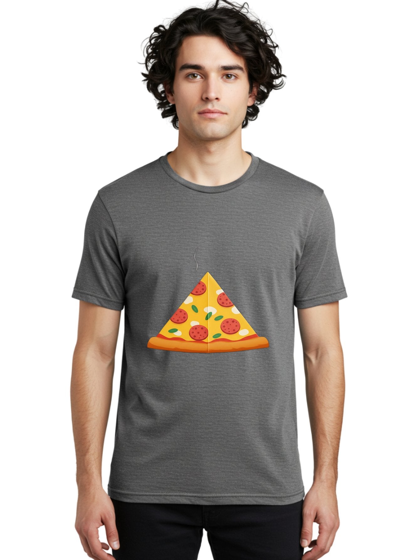 Pizza-Slice-27 Men'S Graphic Tee, 100% Cotton, Comfortable Casual Summer Wear, Machine Washable, Pepperoni Pizza Slice, Hot Pizza, Pepperoni, Mozzarella Cheese, Green Olives, Baked Pizza, Italian Food, Savory Treat, Cheesy Goodness, Bac288 28