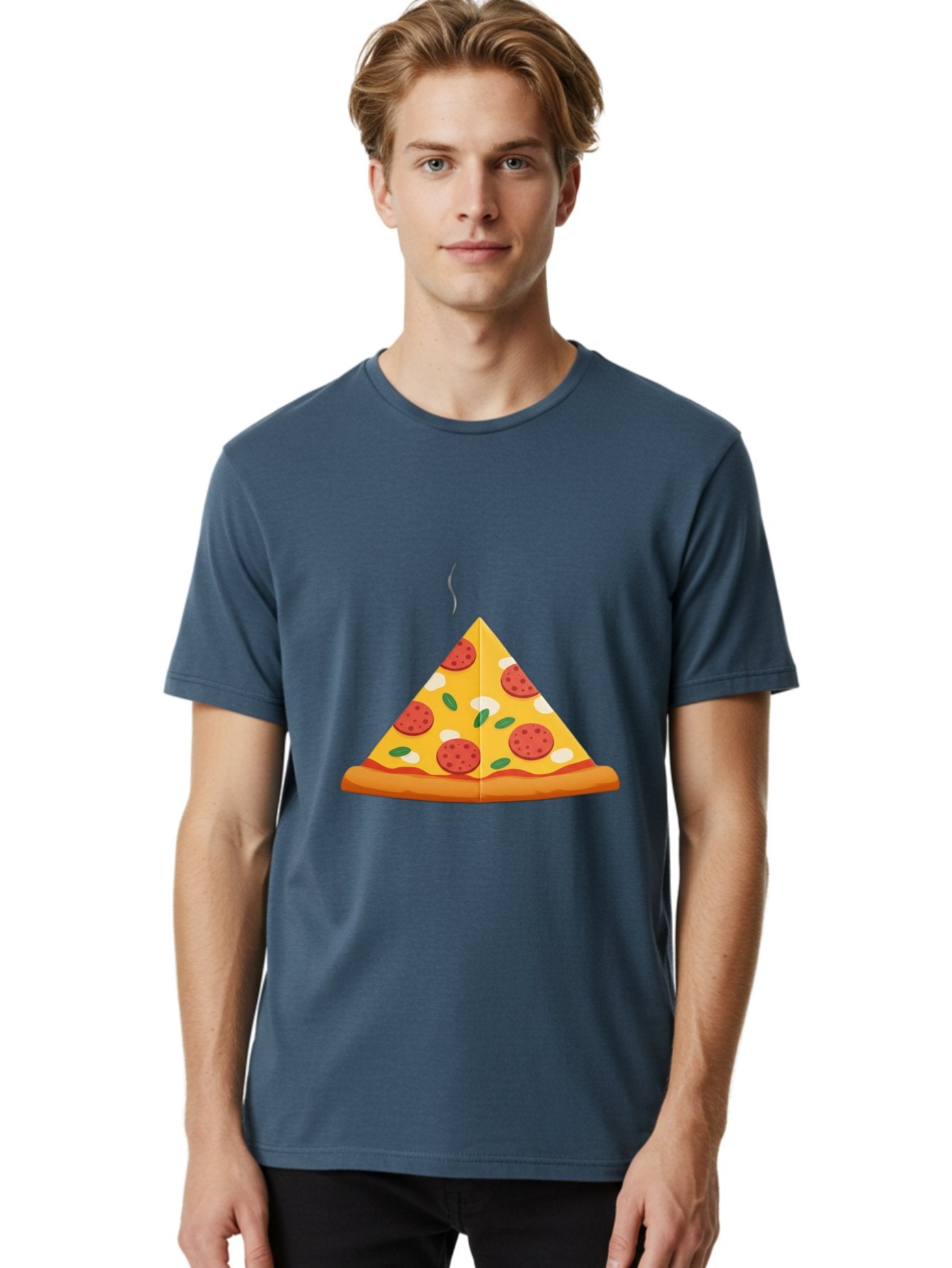 Pizza-Slice-27 Men'S Graphic Tee, 100% Cotton, Comfortable Casual Summer Wear, Machine Washable, Pepperoni Pizza Slice, Hot Pizza, Pepperoni, Mozzarella Cheese, Green Olives, Baked Pizza, Italian Food, Savory Treat, Cheesy Goodness, Bac288 27