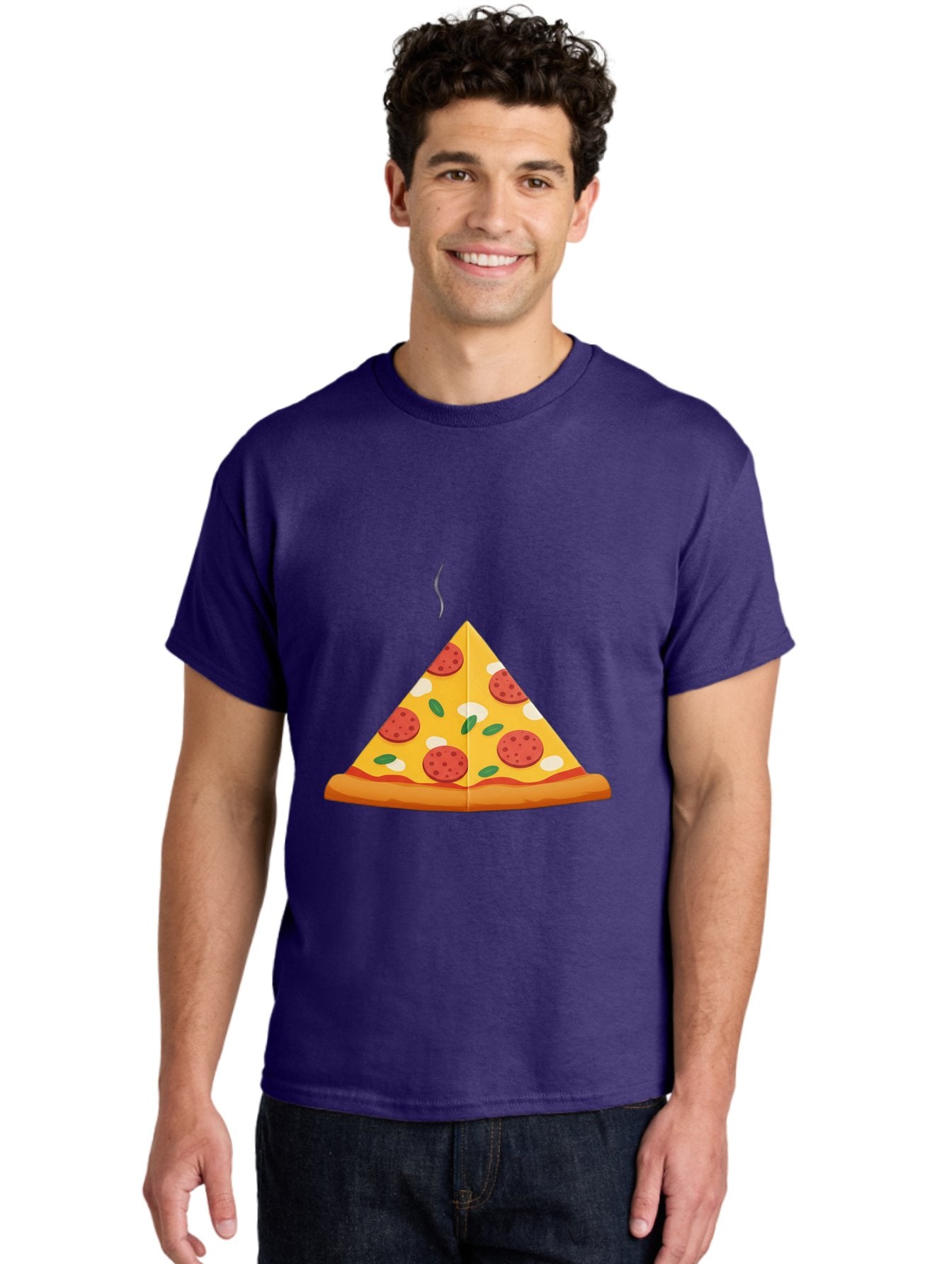 Pizza-Slice-27 Men'S Graphic Tee, 100% Cotton, Comfortable Casual Summer Wear, Machine Washable, Pepperoni Pizza Slice, Hot Pizza, Pepperoni, Mozzarella Cheese, Green Olives, Baked Pizza, Italian Food, Savory Treat, Cheesy Goodness, Bac288 24