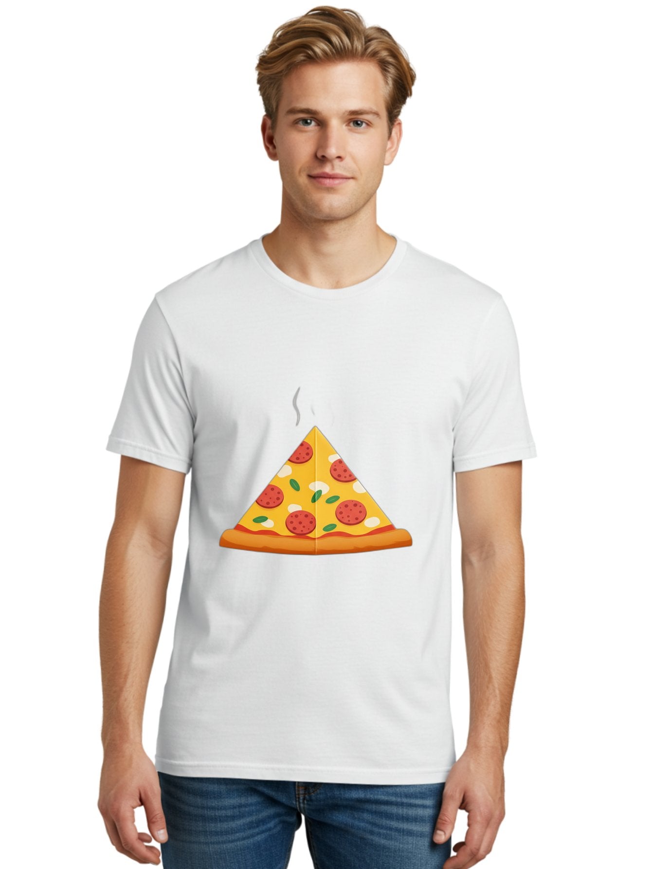 Pizza-Slice-27 Men'S Graphic Tee, 100% Cotton, Comfortable Casual Summer Wear, Machine Washable, Pepperoni Pizza Slice, Hot Pizza, Pepperoni, Mozzarella Cheese, Green Olives, Baked Pizza, Italian Food, Savory Treat, Cheesy Goodness, Bac288 16