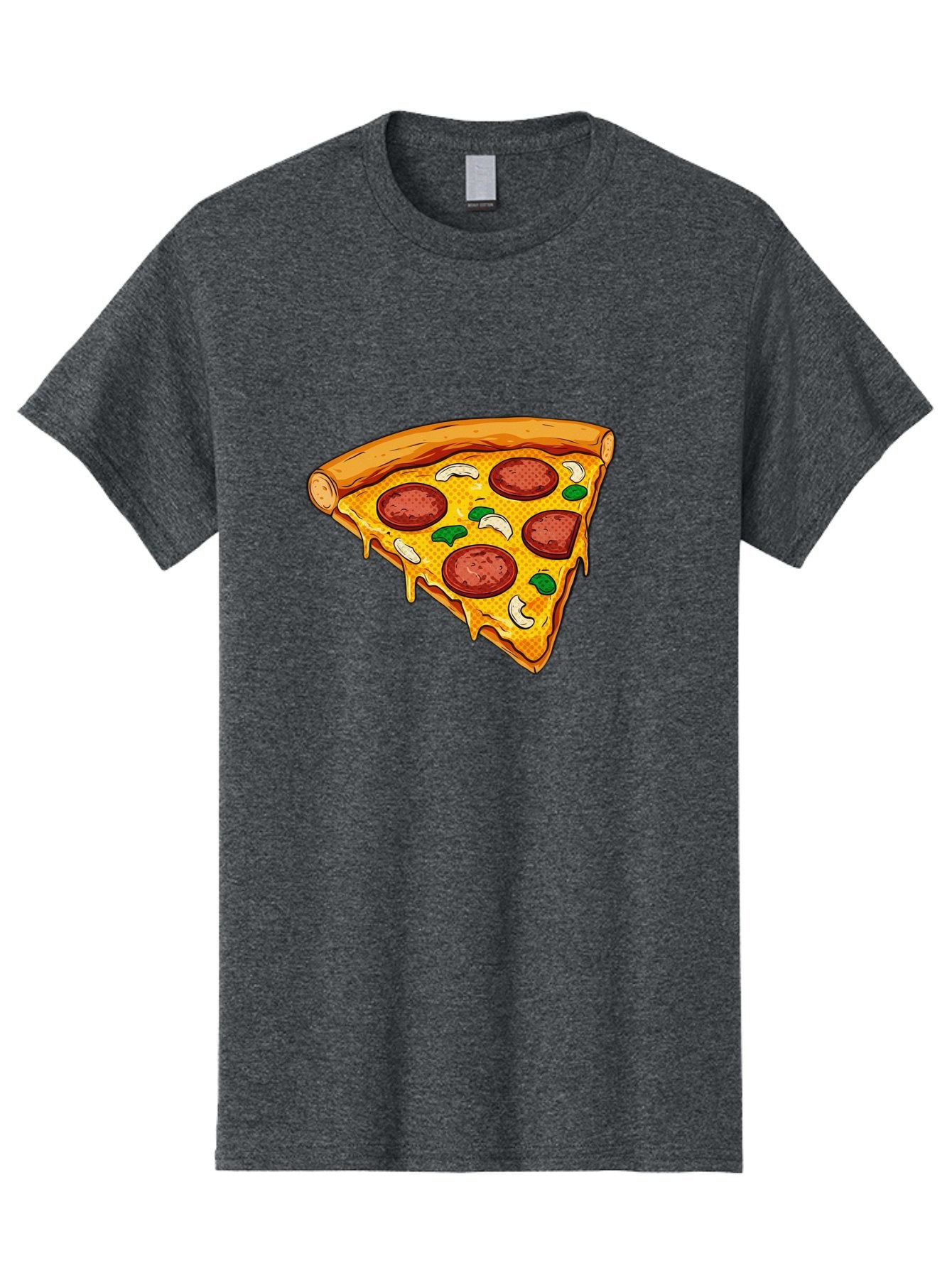 Pizza-Slice-28 Men'S Graphic Tee, 100% Cotton, Comfortable Casual Summer Wear, Machine Washable, Pepperoni Pizza, Melted Cheese, Green Peppers, Cashew Nuts, Italian Food, Cartoon Style, Food Illustration, Tasty Pizza, Savory Toppings, Bac289 10