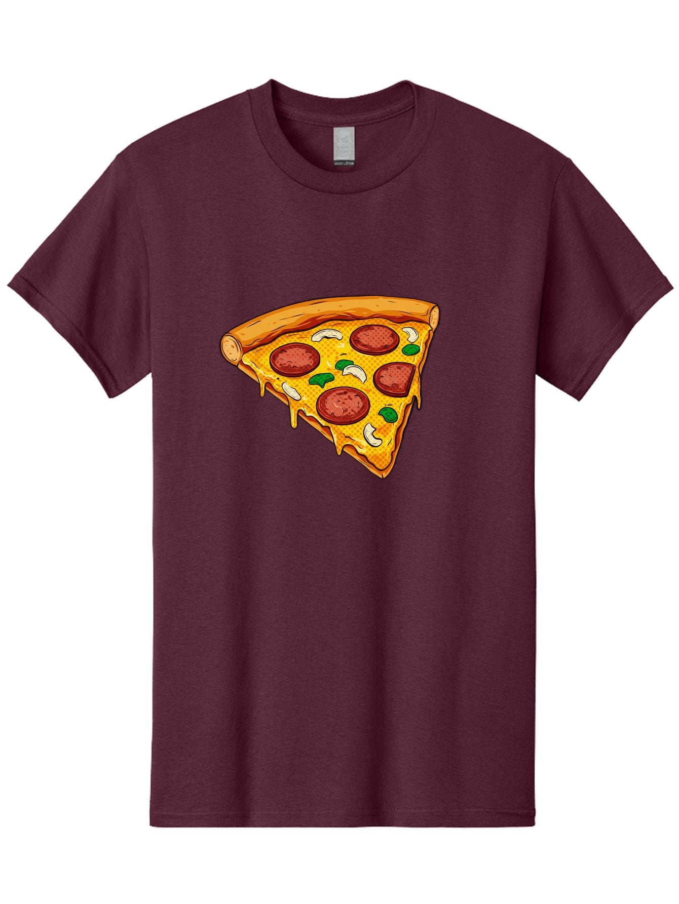 Pizza-Slice-28 Men'S Graphic Tee, 100% Cotton, Comfortable Casual Summer Wear, Machine Washable, Pepperoni Pizza, Melted Cheese, Green Peppers, Cashew Nuts, Italian Food, Cartoon Style, Food Illustration, Tasty Pizza, Savory Toppings, Bac289 4