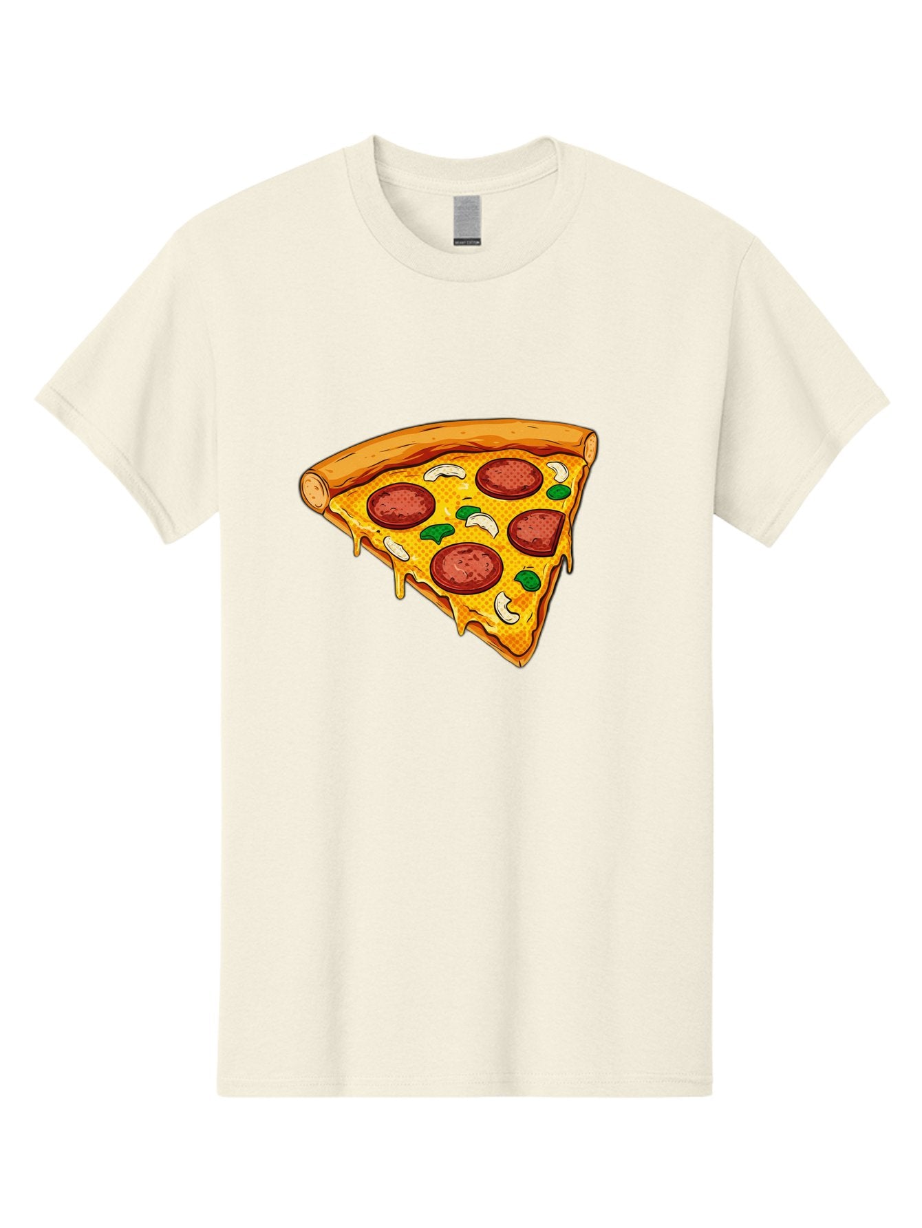 Pizza-Slice-28 Men'S Graphic Tee, 100% Cotton, Comfortable Casual Summer Wear, Machine Washable, Pepperoni Pizza, Melted Cheese, Green Peppers, Cashew Nuts, Italian Food, Cartoon Style, Food Illustration, Tasty Pizza, Savory Toppings, Bac289 12