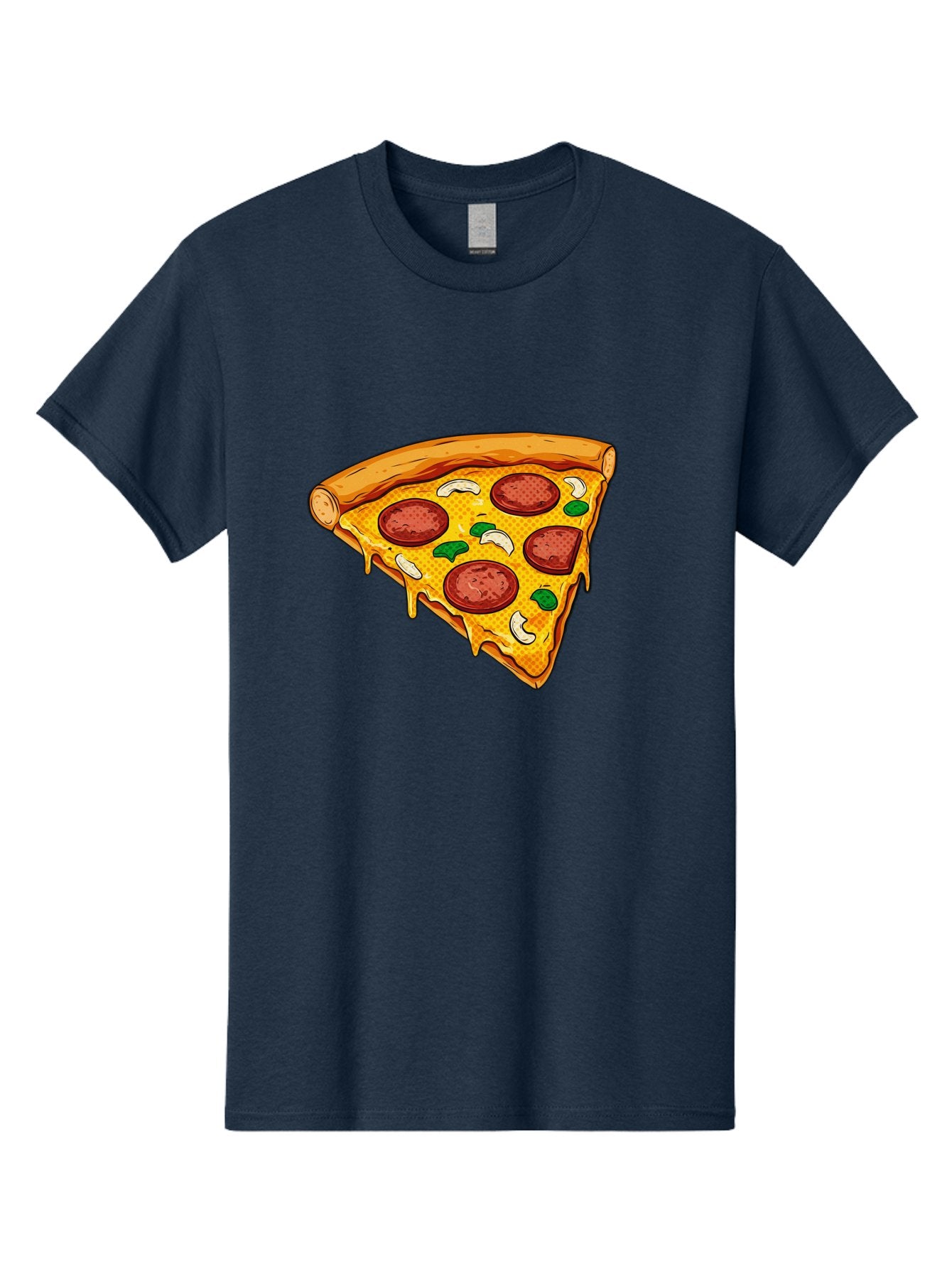 Pizza-Slice-28 Men'S Graphic Tee, 100% Cotton, Comfortable Casual Summer Wear, Machine Washable, Pepperoni Pizza, Melted Cheese, Green Peppers, Cashew Nuts, Italian Food, Cartoon Style, Food Illustration, Tasty Pizza, Savory Toppings, Bac289 9