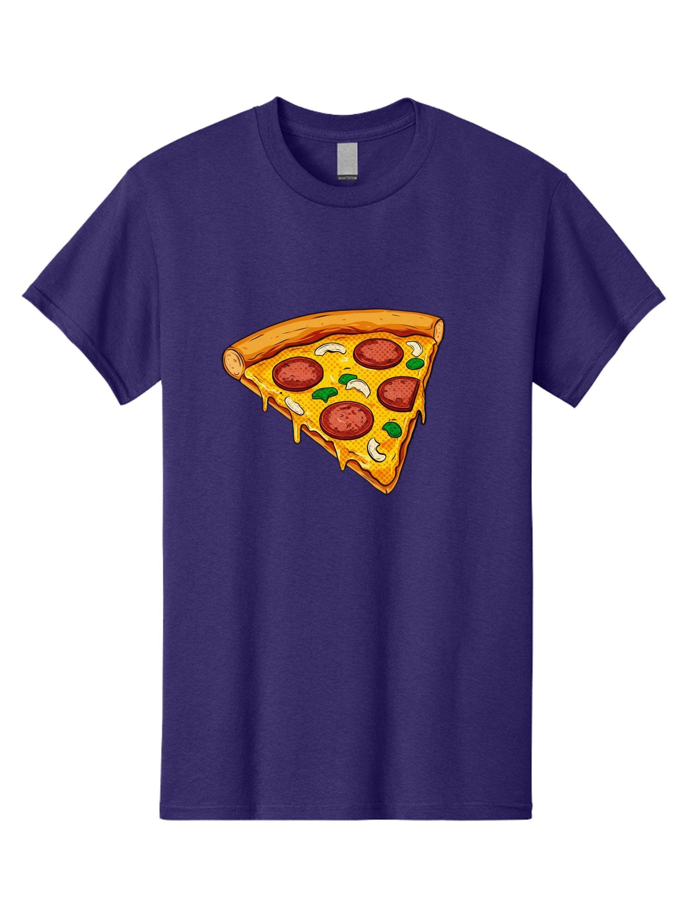Pizza-Slice-28 Men'S Graphic Tee, 100% Cotton, Comfortable Casual Summer Wear, Machine Washable, Pepperoni Pizza, Melted Cheese, Green Peppers, Cashew Nuts, Italian Food, Cartoon Style, Food Illustration, Tasty Pizza, Savory Toppings, Bac289 6