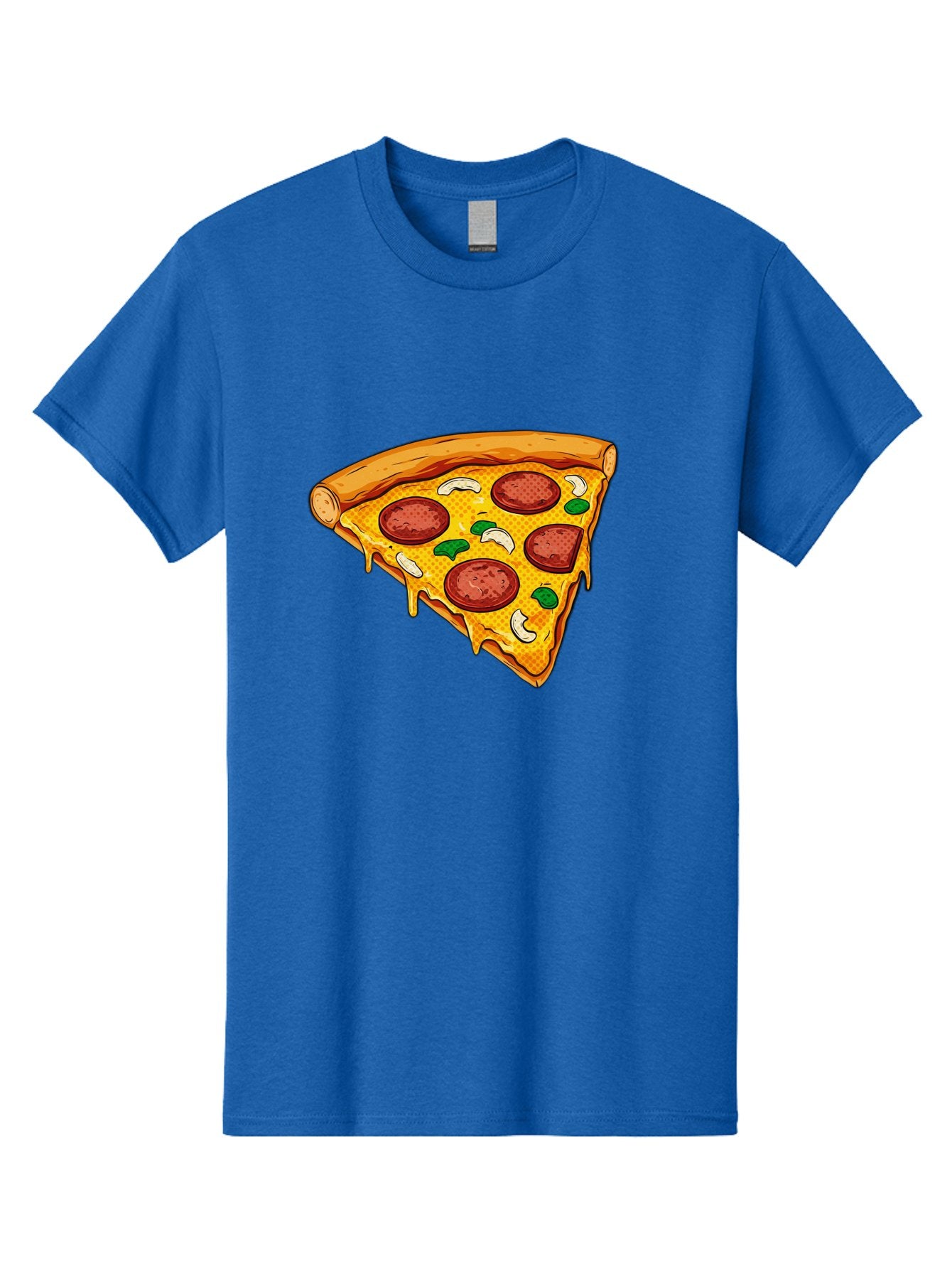 Pizza-Slice-28 Men'S Graphic Tee, 100% Cotton, Comfortable Casual Summer Wear, Machine Washable, Pepperoni Pizza, Melted Cheese, Green Peppers, Cashew Nuts, Italian Food, Cartoon Style, Food Illustration, Tasty Pizza, Savory Toppings, Bac289 7