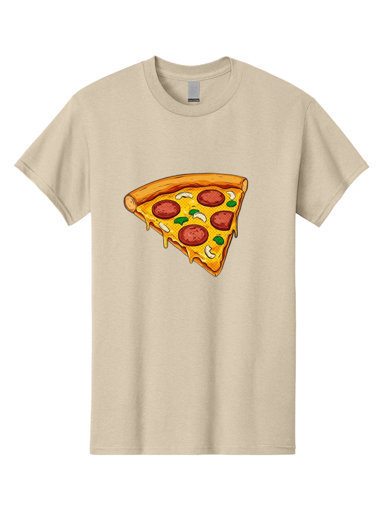 Pizza-Slice-28 Men'S Graphic Tee, 100% Cotton, Comfortable Casual Summer Wear, Machine Washable, Pepperoni Pizza, Melted Cheese, Green Peppers, Cashew Nuts, Italian Food, Cartoon Style, Food Illustration, Tasty Pizza, Savory Toppings, Bac289 14