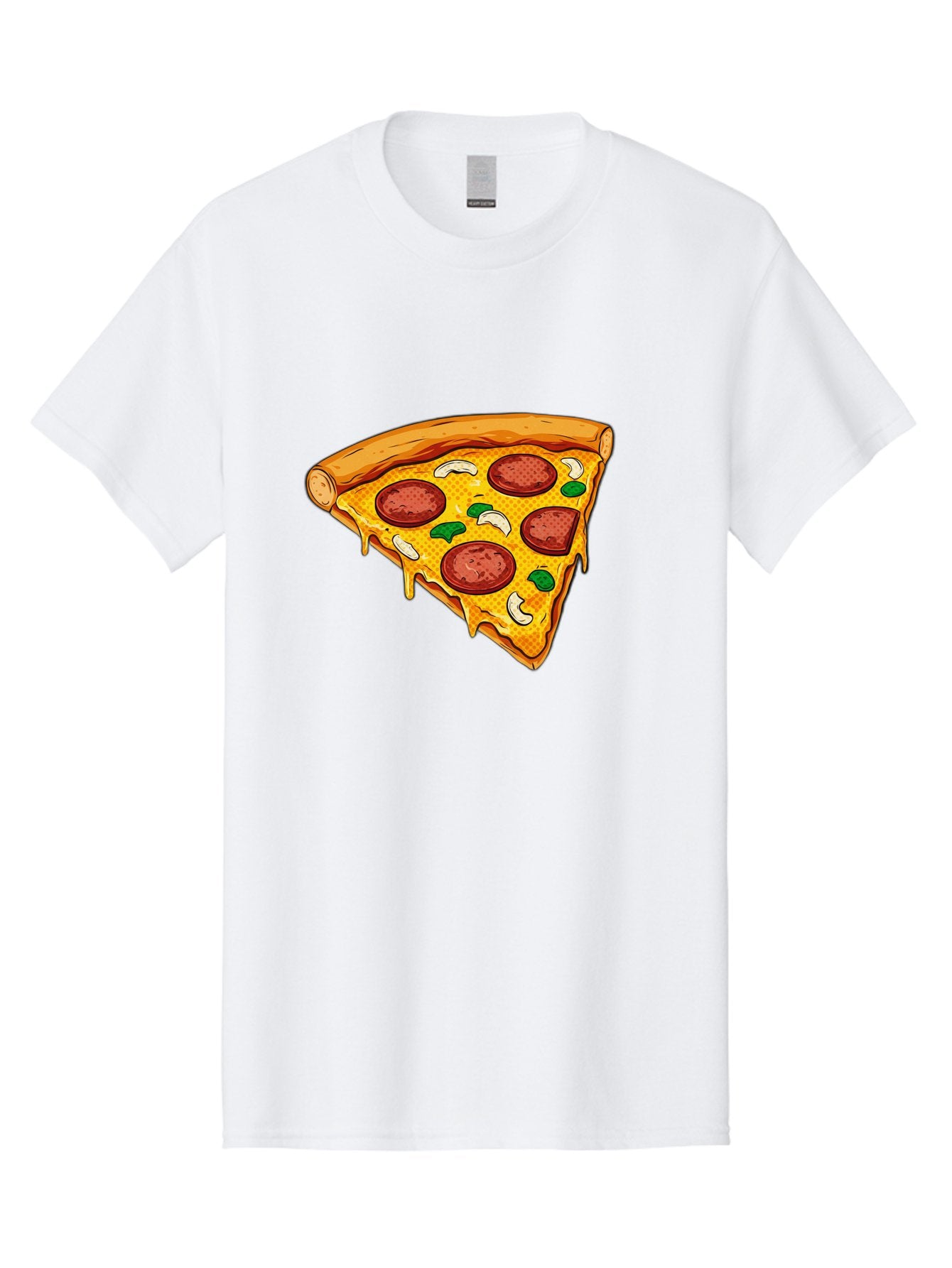 Pizza-Slice-28 Men'S Graphic Tee, 100% Cotton, Comfortable Casual Summer Wear, Machine Washable, Pepperoni Pizza, Melted Cheese, Green Peppers, Cashew Nuts, Italian Food, Cartoon Style, Food Illustration, Tasty Pizza, Savory Toppings, Bac289 8
