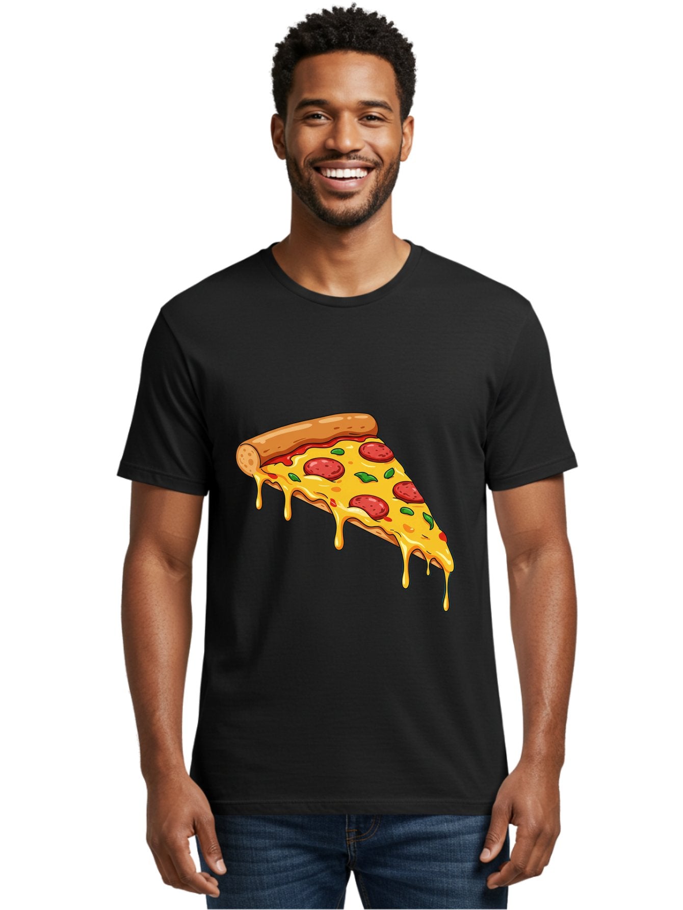 Pizza-Slice-29 Men'S Graphic Tee, 100% Cotton, Comfortable Casual Summer Wear, Machine Washable, Pepperoni Pizza, Cheesy Goodness, Melted Cheese, Italian Food, Pizza Slice, Savory Toppings, Delicious Pizza, Cheesy Delight Bac290 20