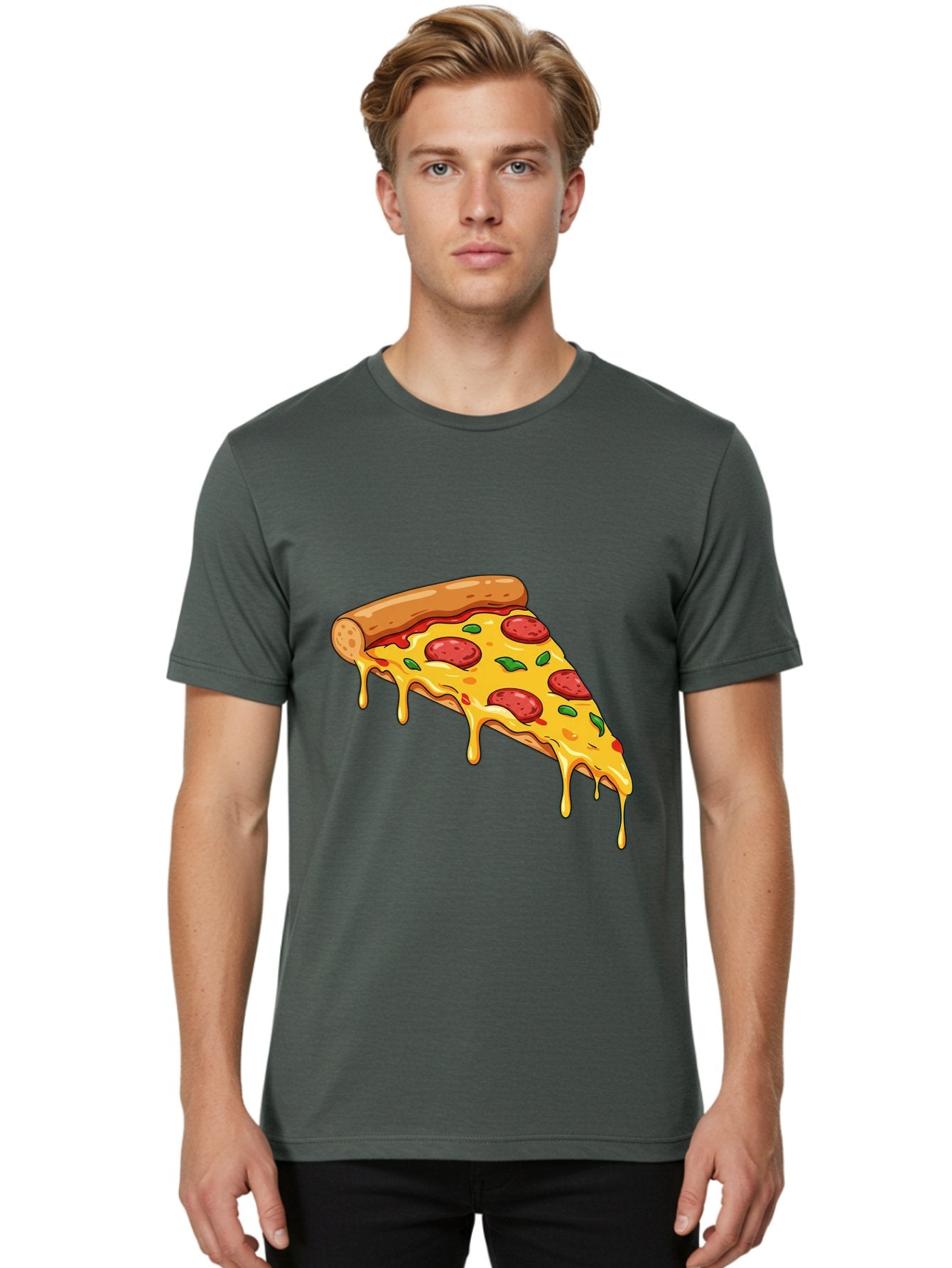 Pizza-Slice-29 Men'S Graphic Tee, 100% Cotton, Comfortable Casual Summer Wear, Machine Washable, Pepperoni Pizza, Cheesy Goodness, Melted Cheese, Italian Food, Pizza Slice, Savory Toppings, Delicious Pizza, Cheesy Delight Bac290 28