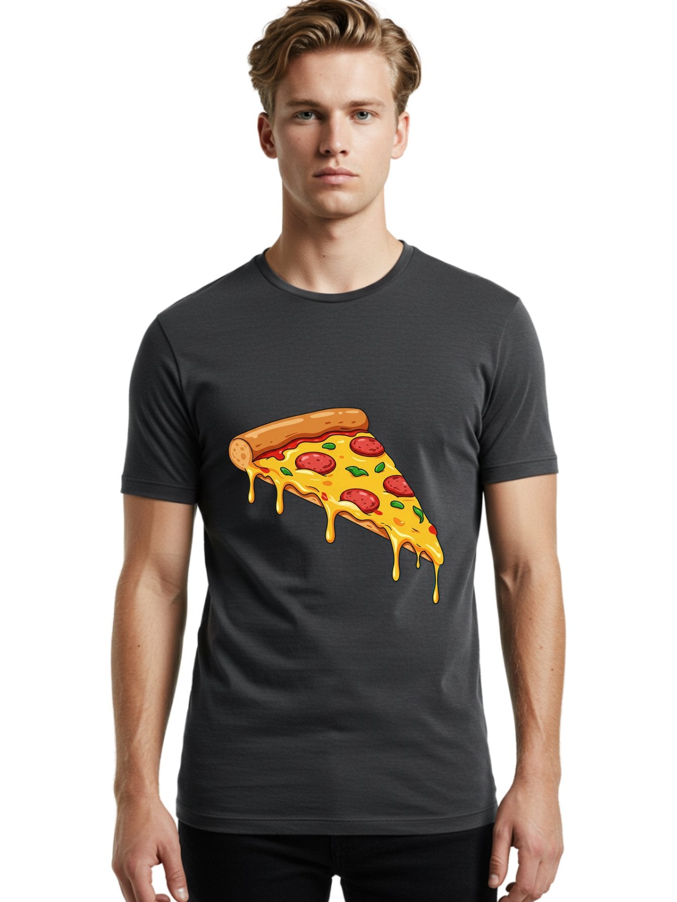 Pizza-Slice-29 Men'S Graphic Tee, 100% Cotton, Comfortable Casual Summer Wear, Machine Washable, Pepperoni Pizza, Cheesy Goodness, Melted Cheese, Italian Food, Pizza Slice, Savory Toppings, Delicious Pizza, Cheesy Delight Bac290 27