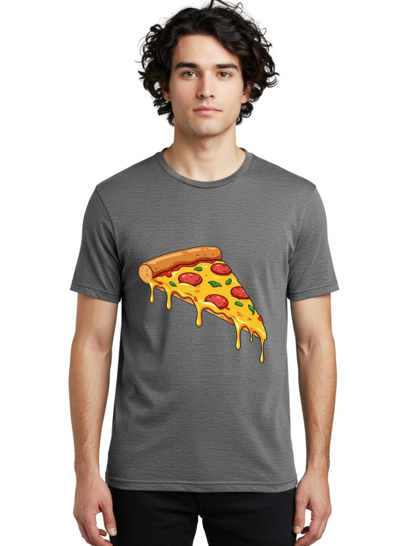 Pizza-Slice-29 Men'S Graphic Tee, 100% Cotton, Comfortable Casual Summer Wear, Machine Washable, Pepperoni Pizza, Cheesy Goodness, Melted Cheese, Italian Food, Pizza Slice, Savory Toppings, Delicious Pizza, Cheesy Delight Bac290 16