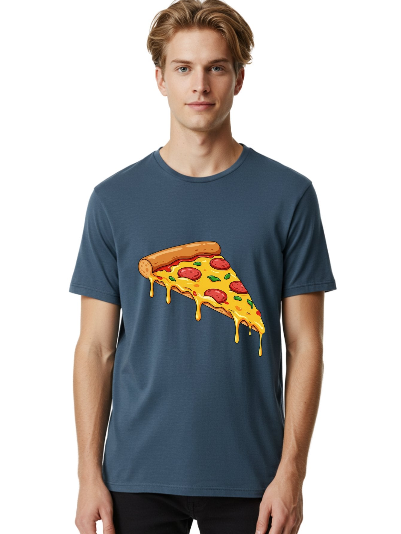 Pizza-Slice-29 Men'S Graphic Tee, 100% Cotton, Comfortable Casual Summer Wear, Machine Washable, Pepperoni Pizza, Cheesy Goodness, Melted Cheese, Italian Food, Pizza Slice, Savory Toppings, Delicious Pizza, Cheesy Delight Bac290 22