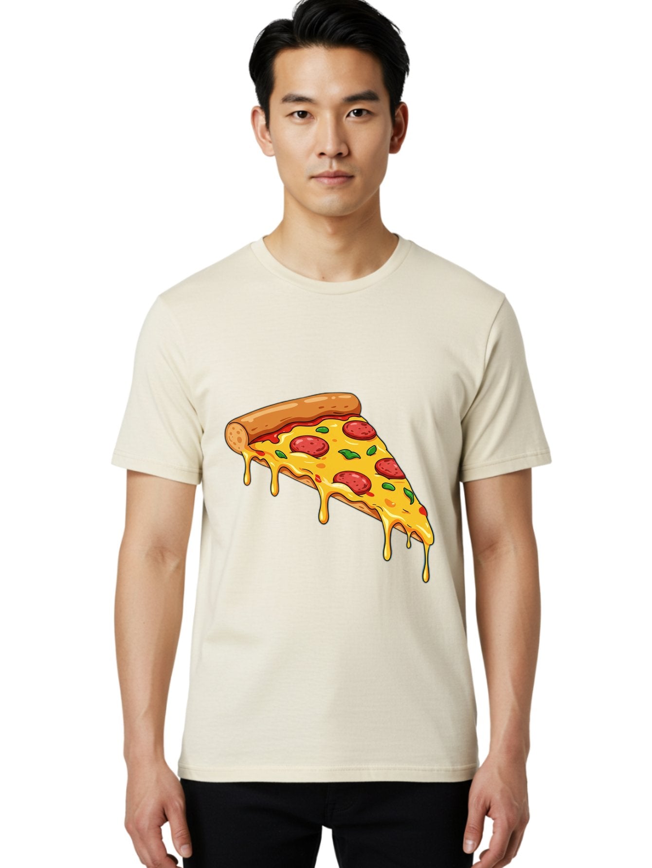 Pizza-Slice-29 Men'S Graphic Tee, 100% Cotton, Comfortable Casual Summer Wear, Machine Washable, Pepperoni Pizza, Cheesy Goodness, Melted Cheese, Italian Food, Pizza Slice, Savory Toppings, Delicious Pizza, Cheesy Delight Bac290 19