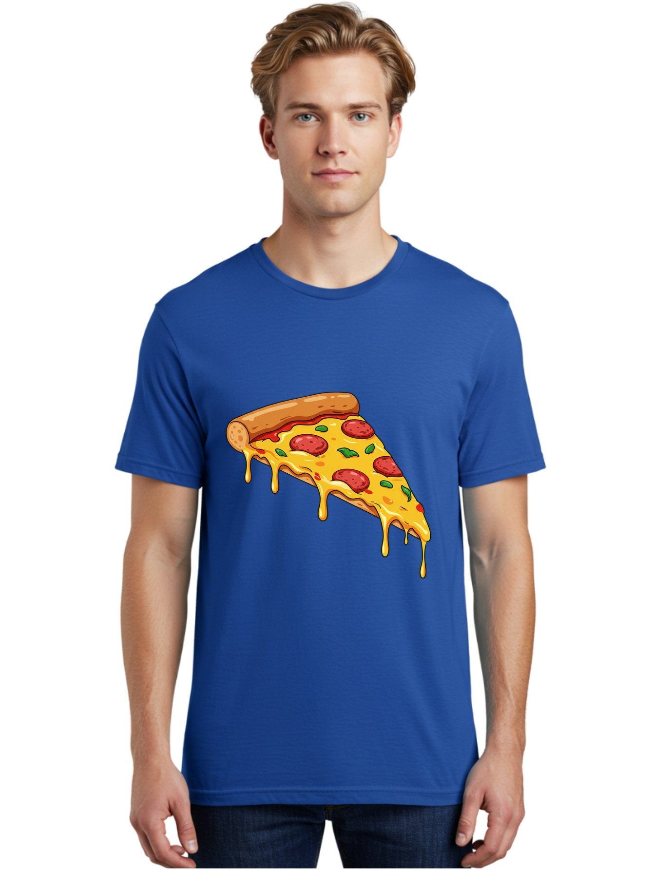 Pizza-Slice-29 Men'S Graphic Tee, 100% Cotton, Comfortable Casual Summer Wear, Machine Washable, Pepperoni Pizza, Cheesy Goodness, Melted Cheese, Italian Food, Pizza Slice, Savory Toppings, Delicious Pizza, Cheesy Delight Bac290 29