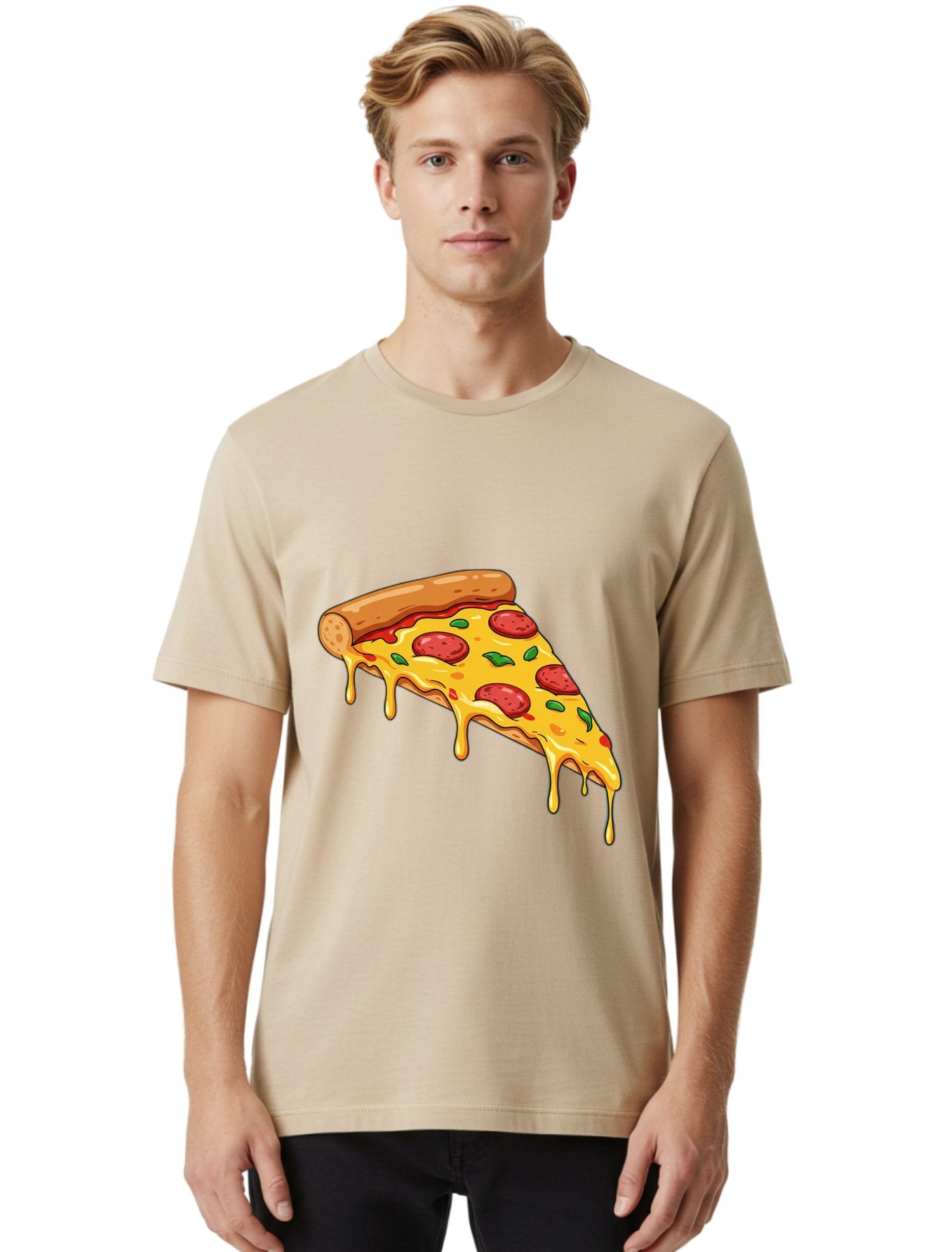 Pizza-Slice-29 Men'S Graphic Tee, 100% Cotton, Comfortable Casual Summer Wear, Machine Washable, Pepperoni Pizza, Cheesy Goodness, Melted Cheese, Italian Food, Pizza Slice, Savory Toppings, Delicious Pizza, Cheesy Delight Bac290 18