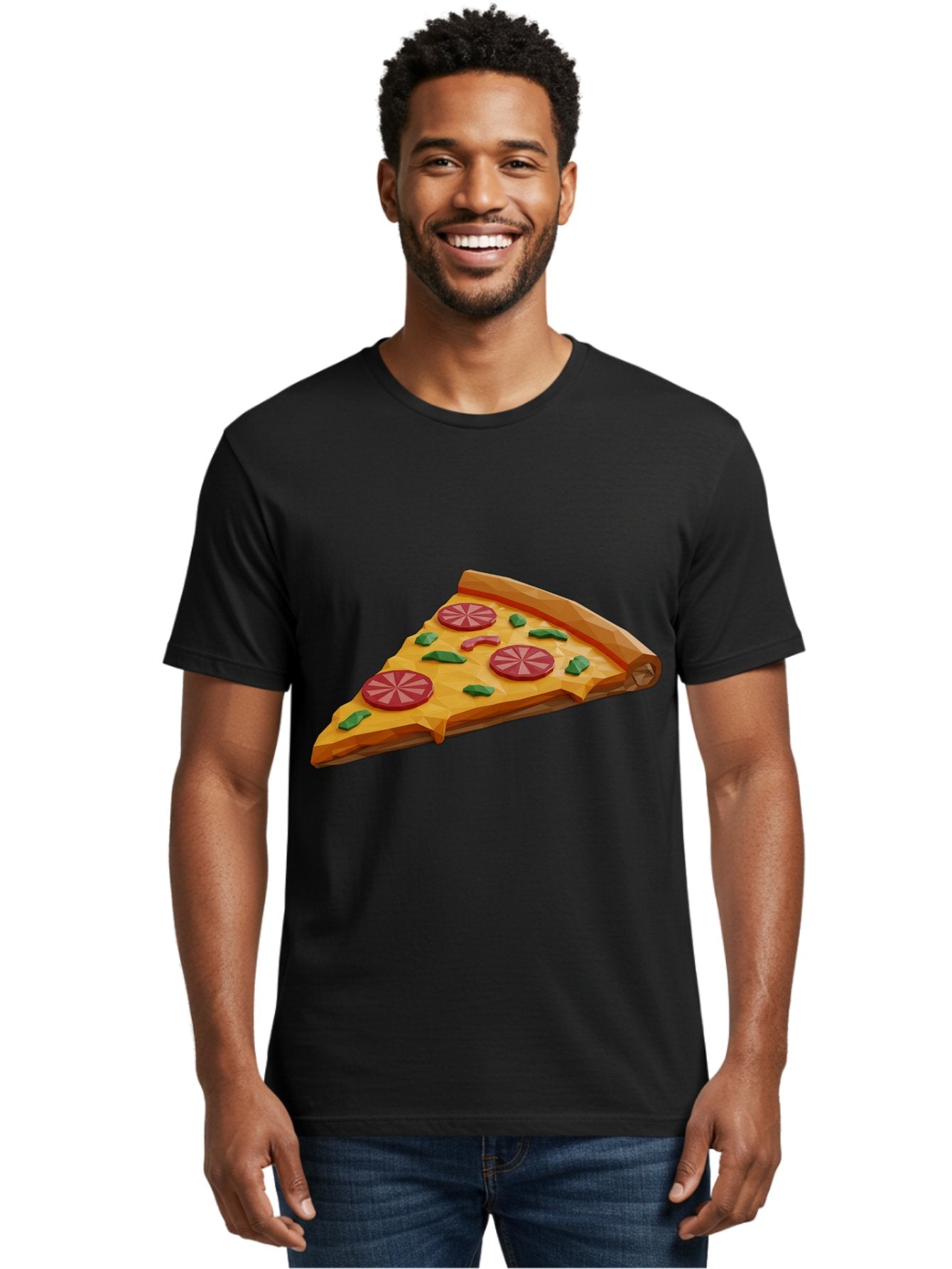 Pizza-Slice-3 Men'S Graphic Tee, 100% Cotton, Comfortable Casual Summer Wear, Machine Washable, Pizza Slice, Pepperoni, Basil Leaves, Italian Cuisine, Cheesy Goodness, Tasty Toppings, Food Graphics, Digital Illustration Bac291 26