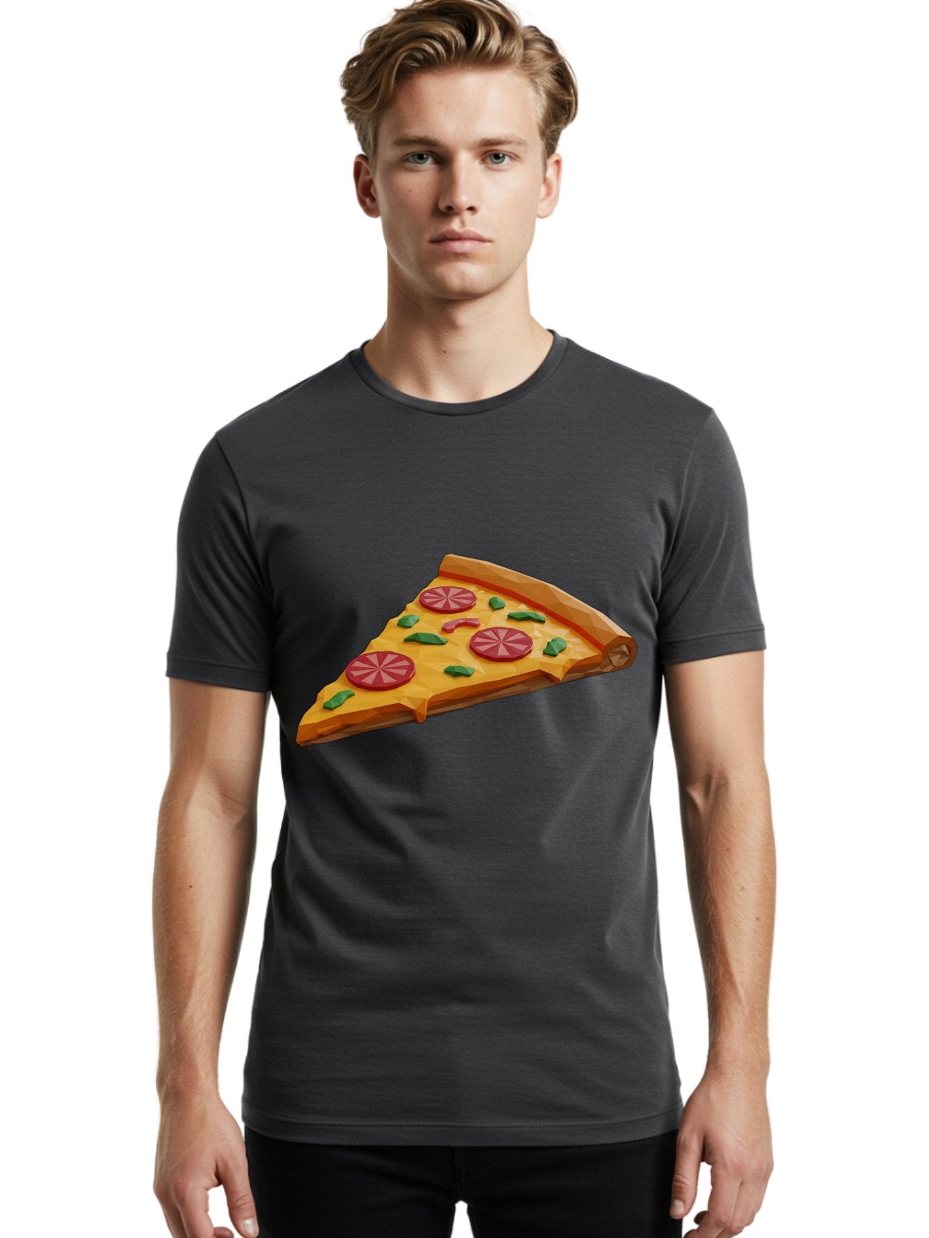 Pizza-Slice-3 Men'S Graphic Tee, 100% Cotton, Comfortable Casual Summer Wear, Machine Washable, Pizza Slice, Pepperoni, Basil Leaves, Italian Cuisine, Cheesy Goodness, Tasty Toppings, Food Graphics, Digital Illustration Bac291 16