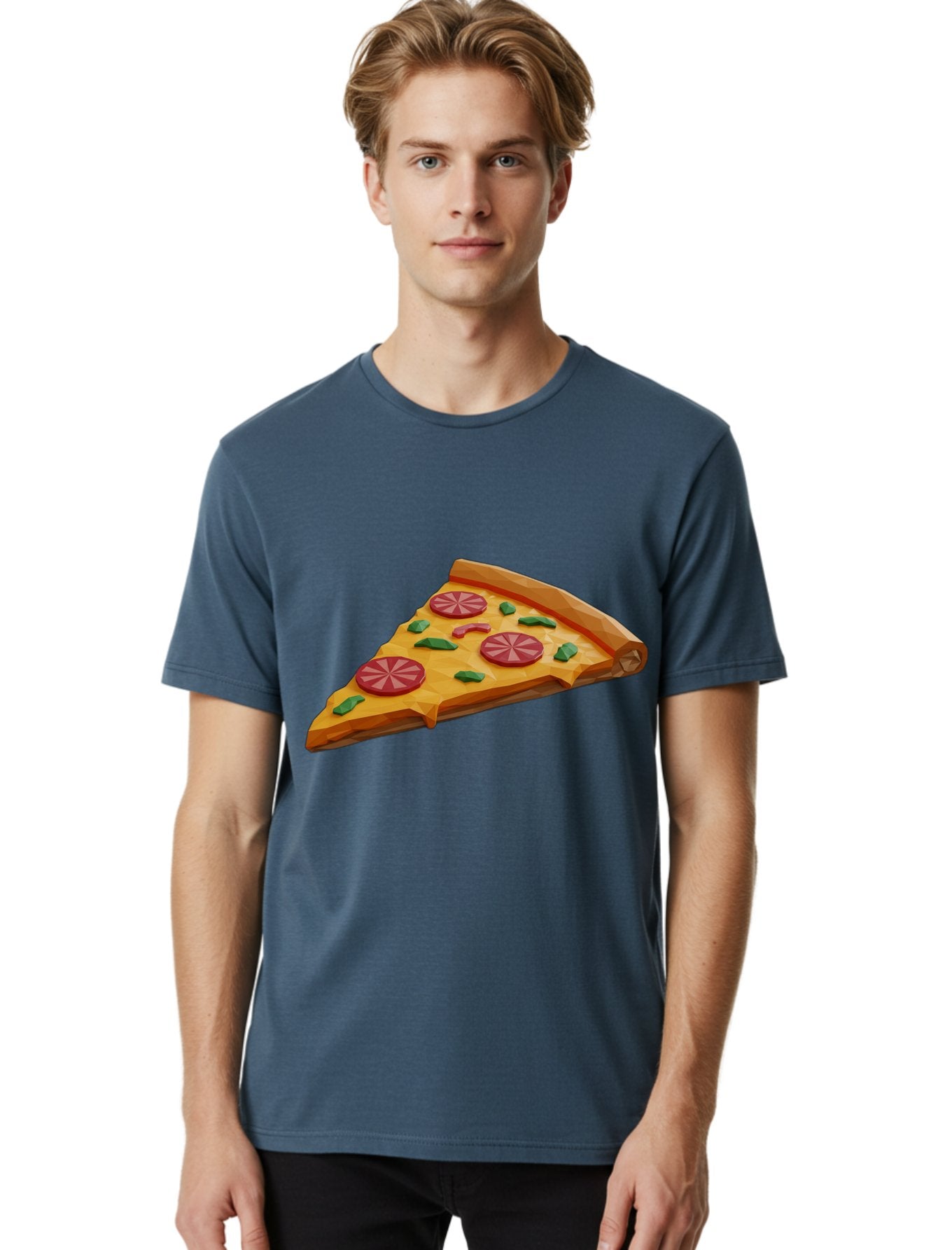 Pizza-Slice-3 Men'S Graphic Tee, 100% Cotton, Comfortable Casual Summer Wear, Machine Washable, Pizza Slice, Pepperoni, Basil Leaves, Italian Cuisine, Cheesy Goodness, Tasty Toppings, Food Graphics, Digital Illustration Bac291 22